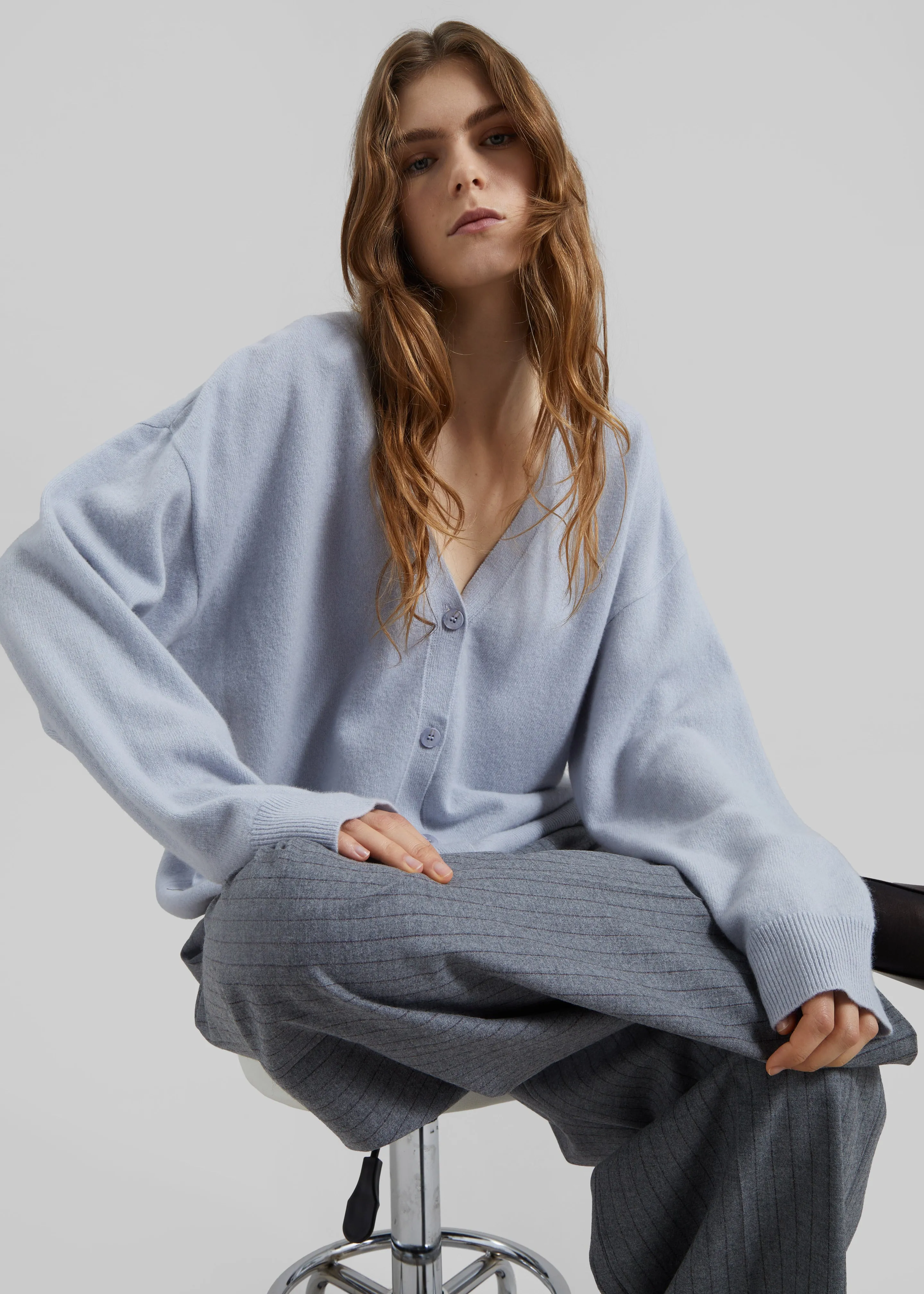 Lachen Double-Sided Wool Cardigan - Powder Blue sold by Frankie Shop