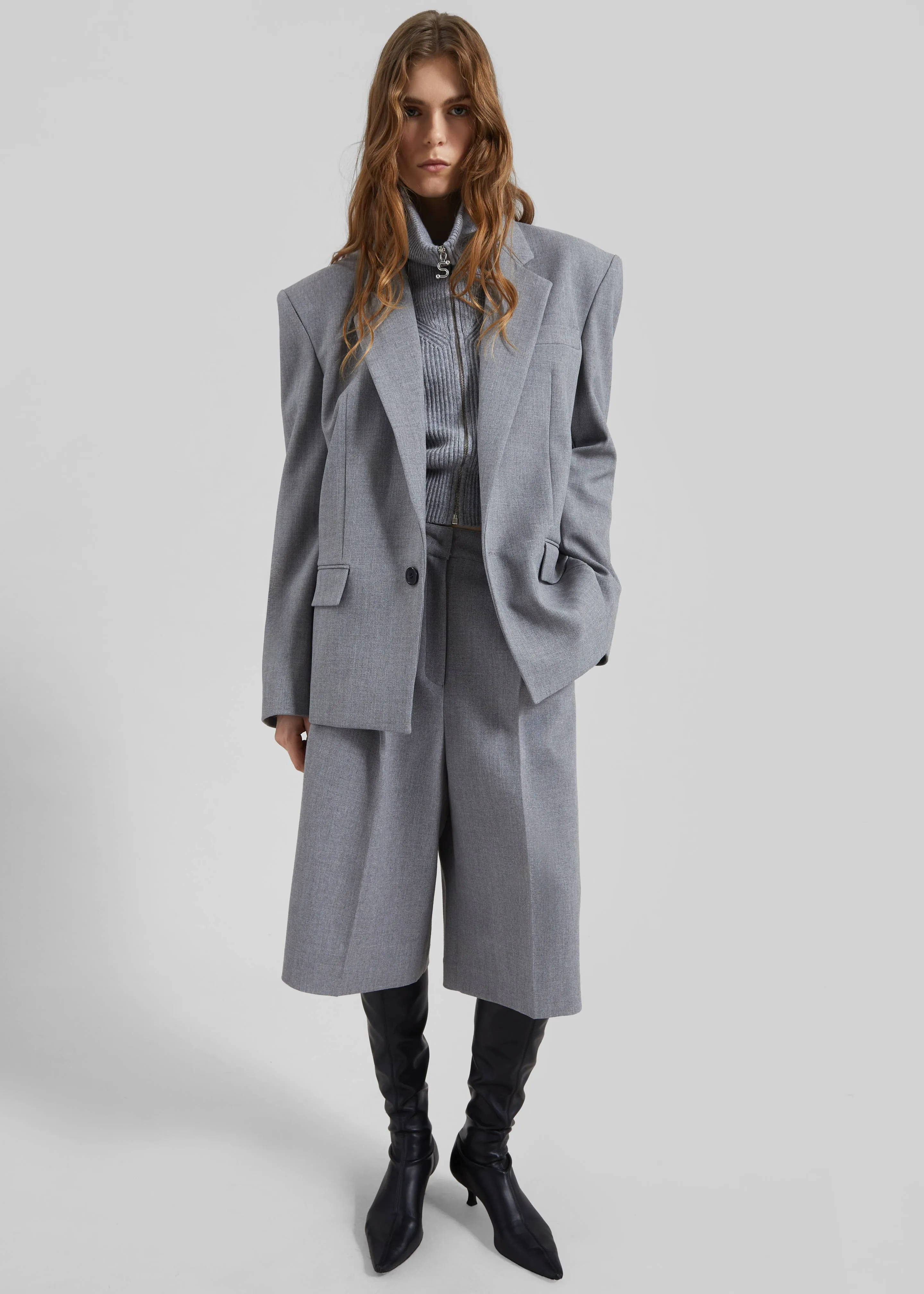 Jun Textured Blazer - Grey Melange sold by Frankie Shop product image thumbnail 3