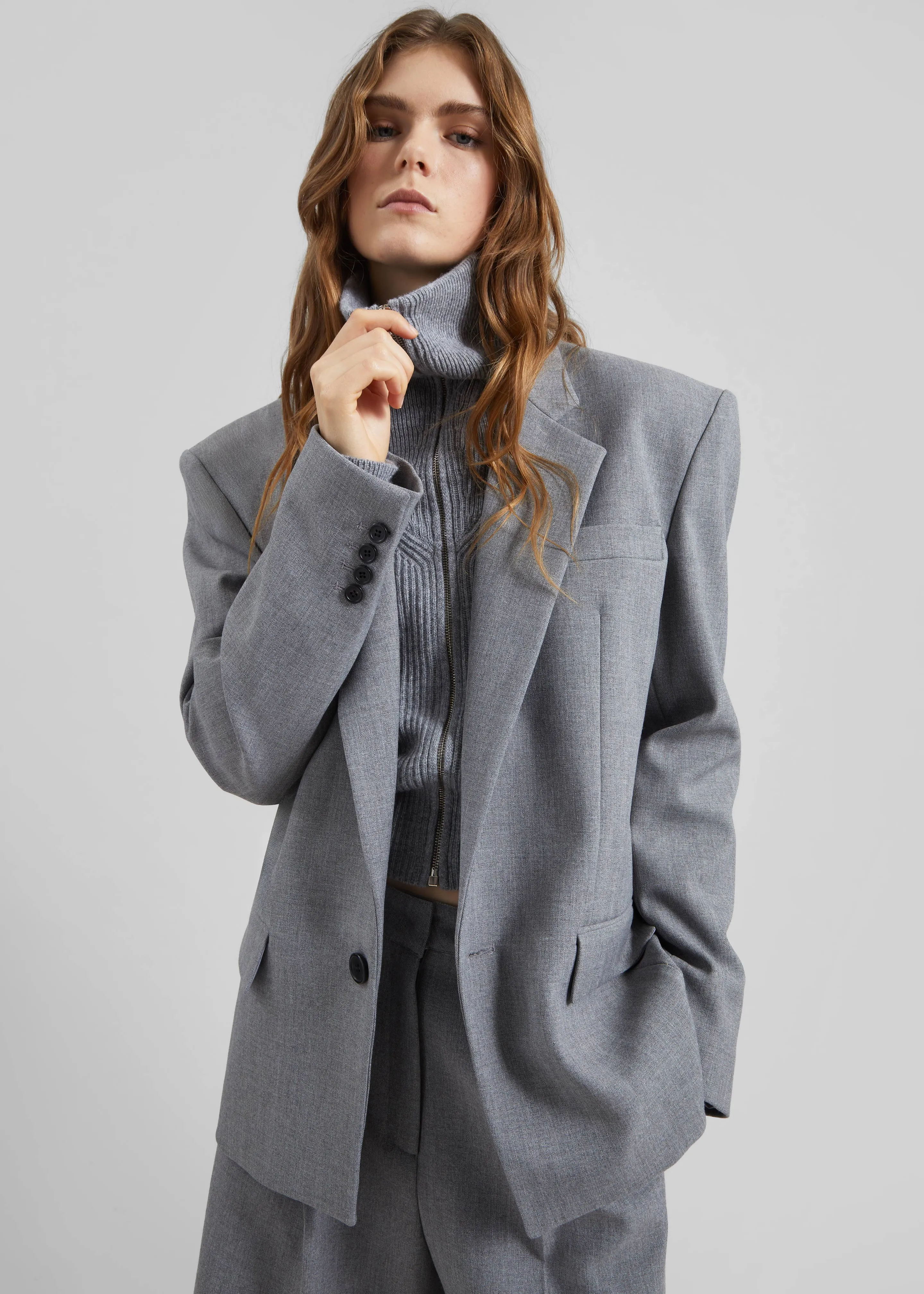 Jun Textured Blazer - Grey Melange sold by Frankie Shop product image thumbnail 2