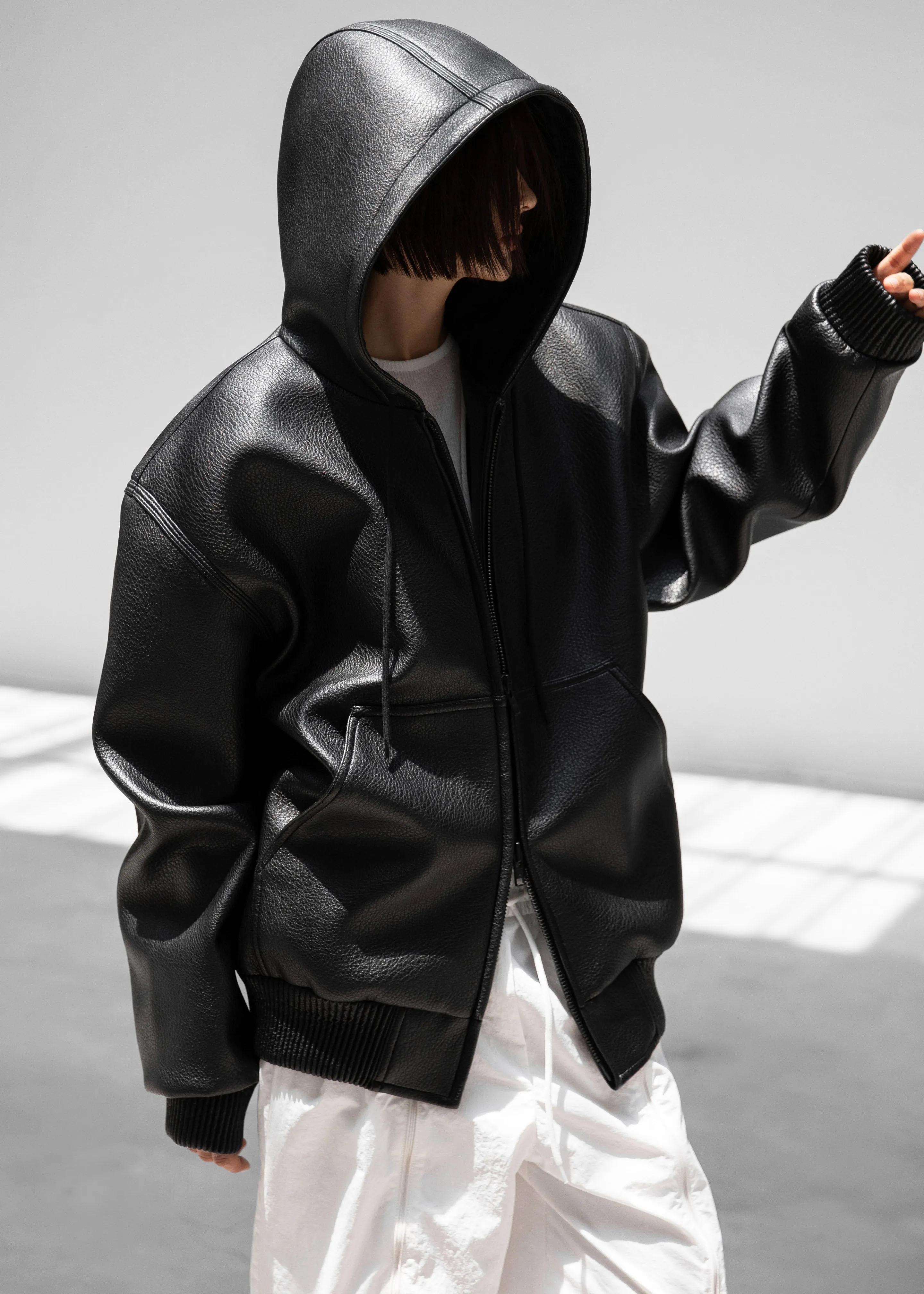 Kodai Faux Leather Bomber Jacket - Black sold by Frankie Shop product image thumbnail 4