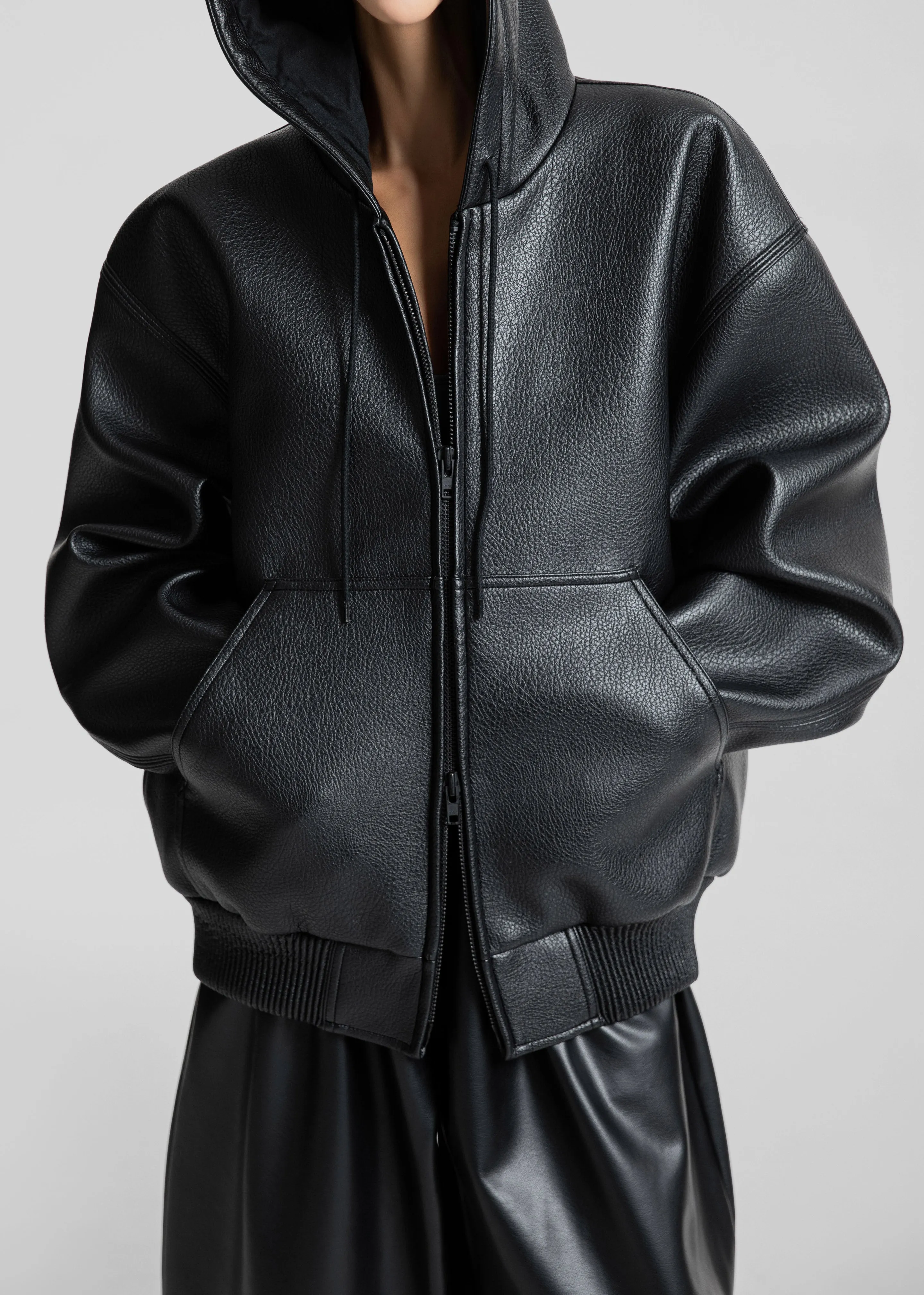 Kodai Faux Leather Bomber Jacket - Black sold by Frankie Shop product image thumbnail 2