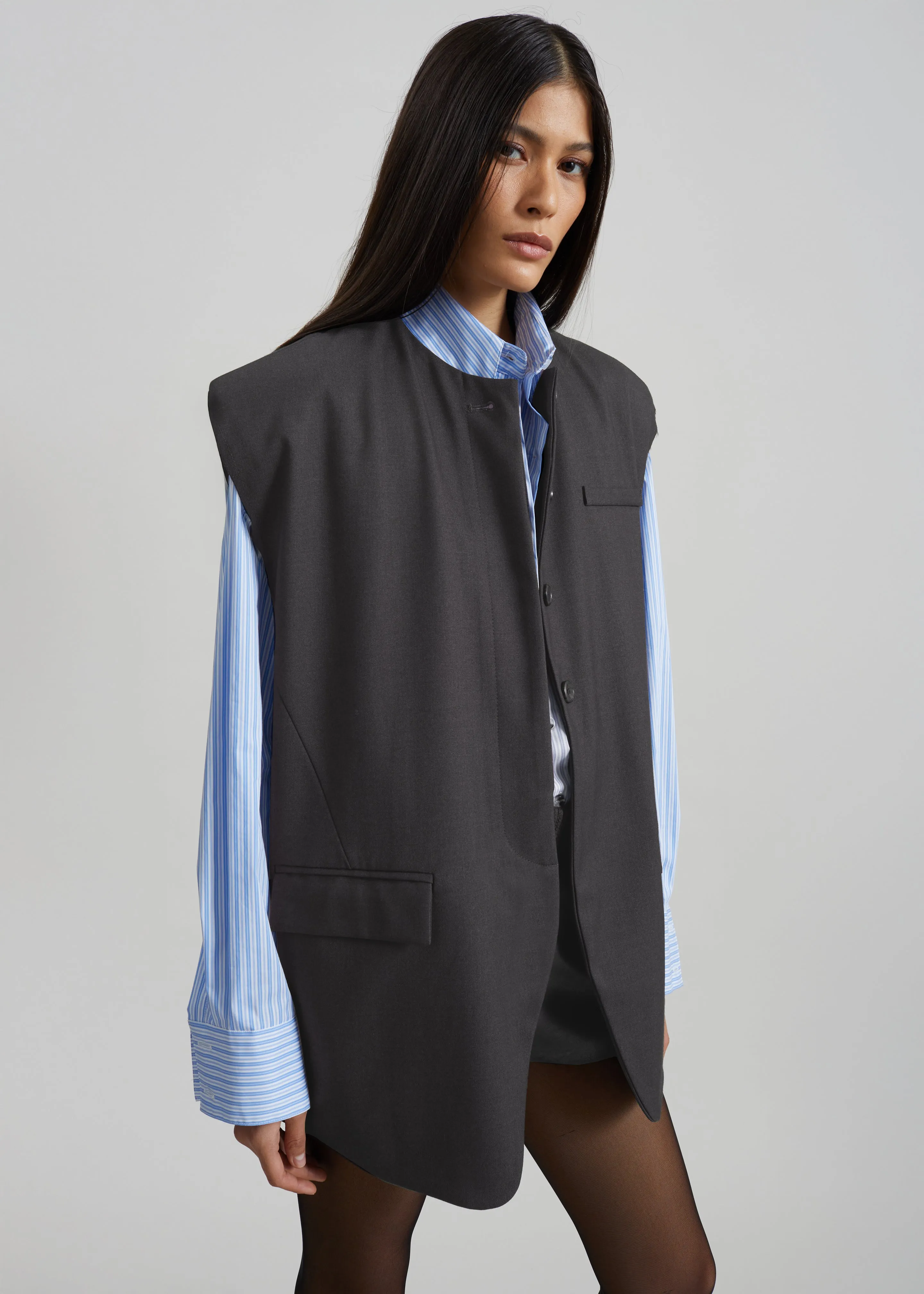 Bilzen Oversized Vest - Charcoal sold by Frankie Shop