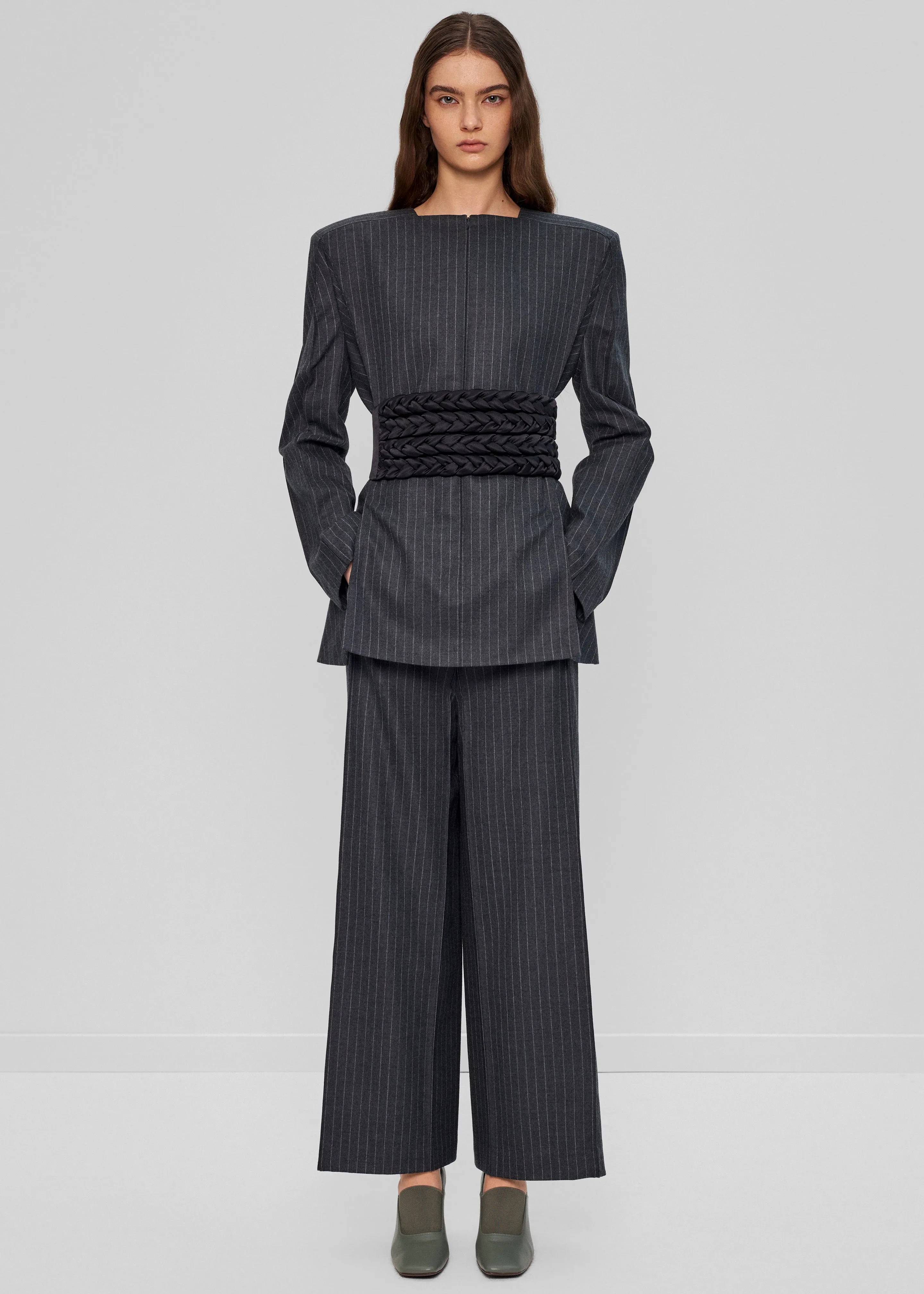 Bevza Belted Square Culottes - Dark Grey sold by Frankie Shop