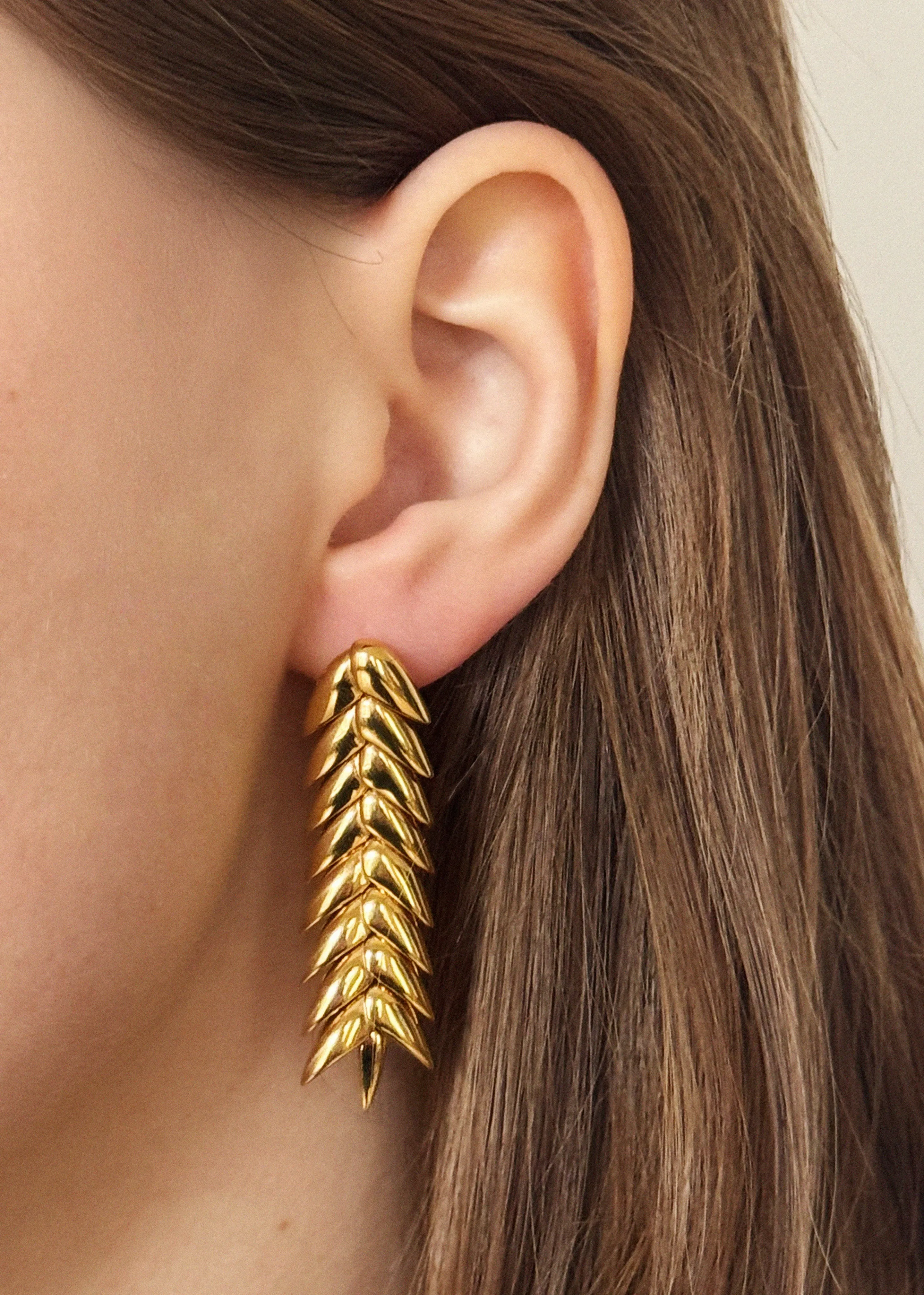 Bevza Spikelet Medium Earrings - Gold sold by Frankie Shop product image thumbnail 2