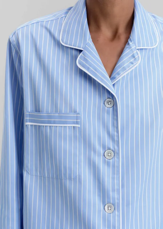 Tekla Sateen Pyjama Shirt - Polo Stripes sold by Frankie Shop