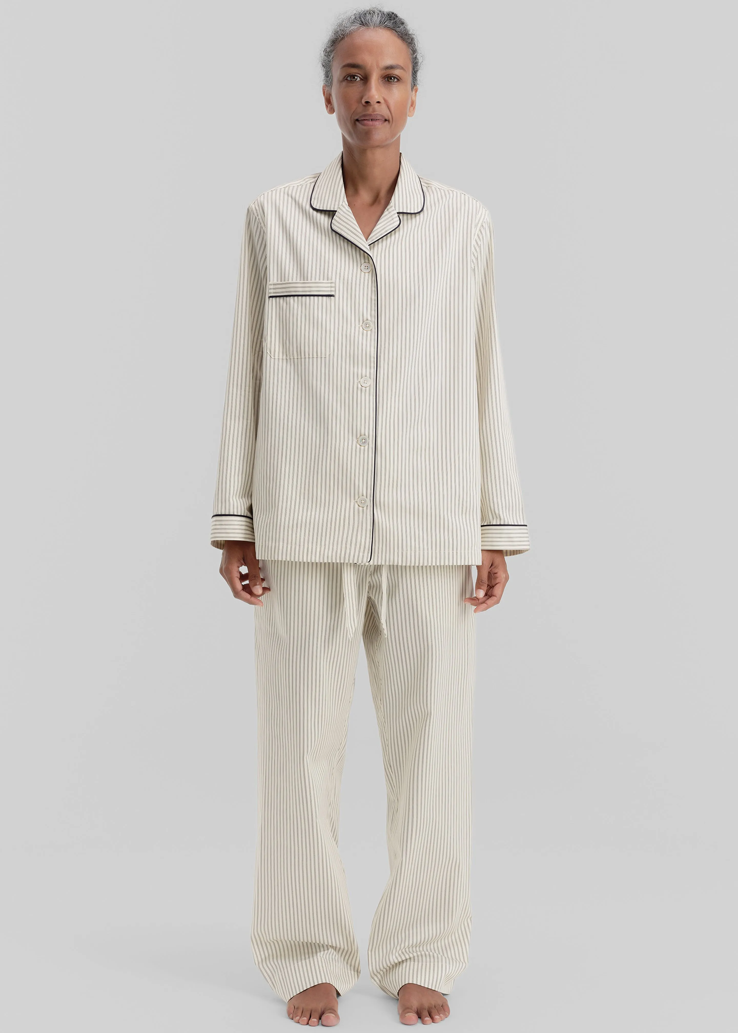 Tekla Sateen Pyjama Pants - Brown Pinstripe sold by Frankie Shop product image thumbnail 2