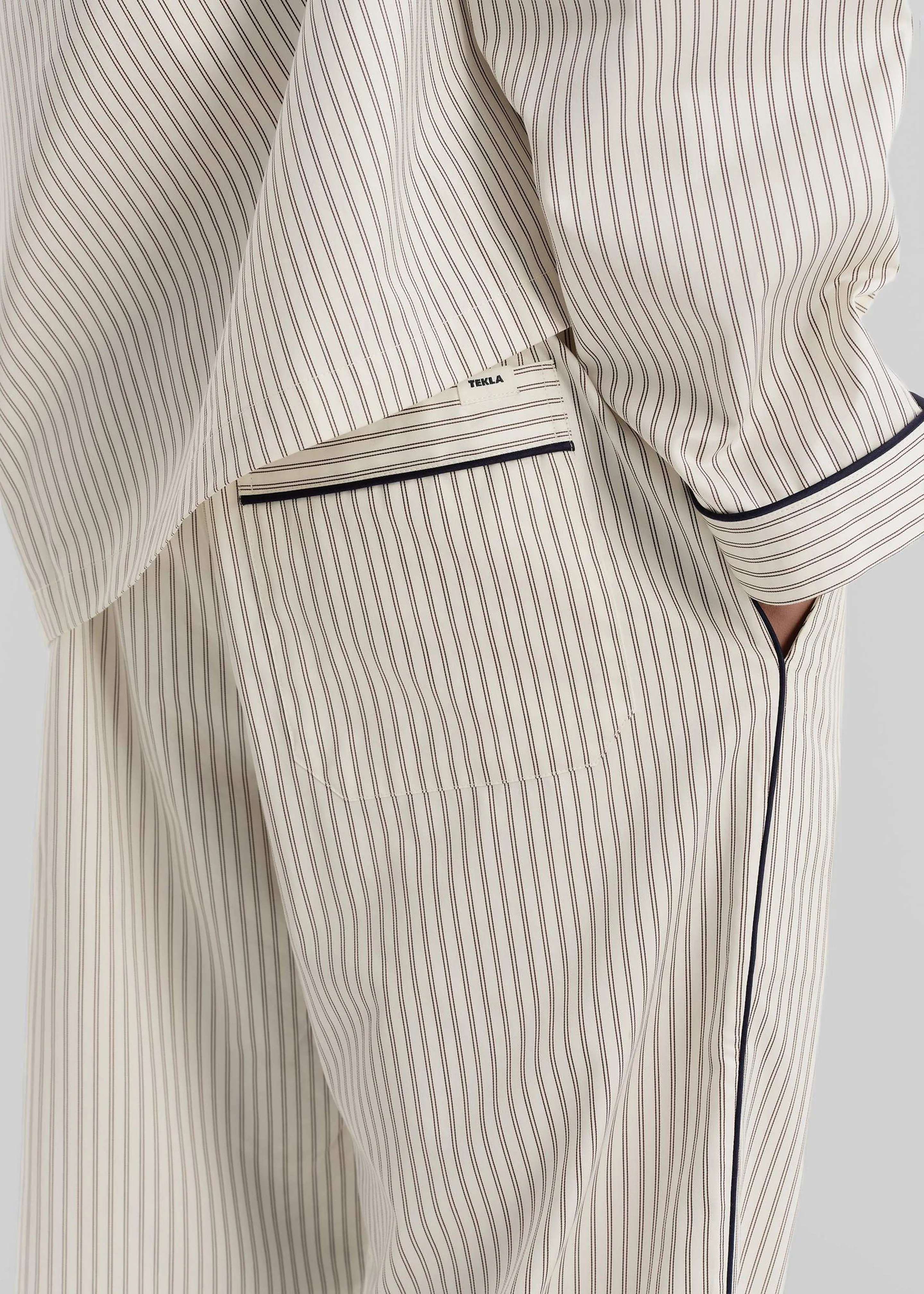 Tekla Sateen Pyjama Pants - Brown Pinstripe sold by Frankie Shop