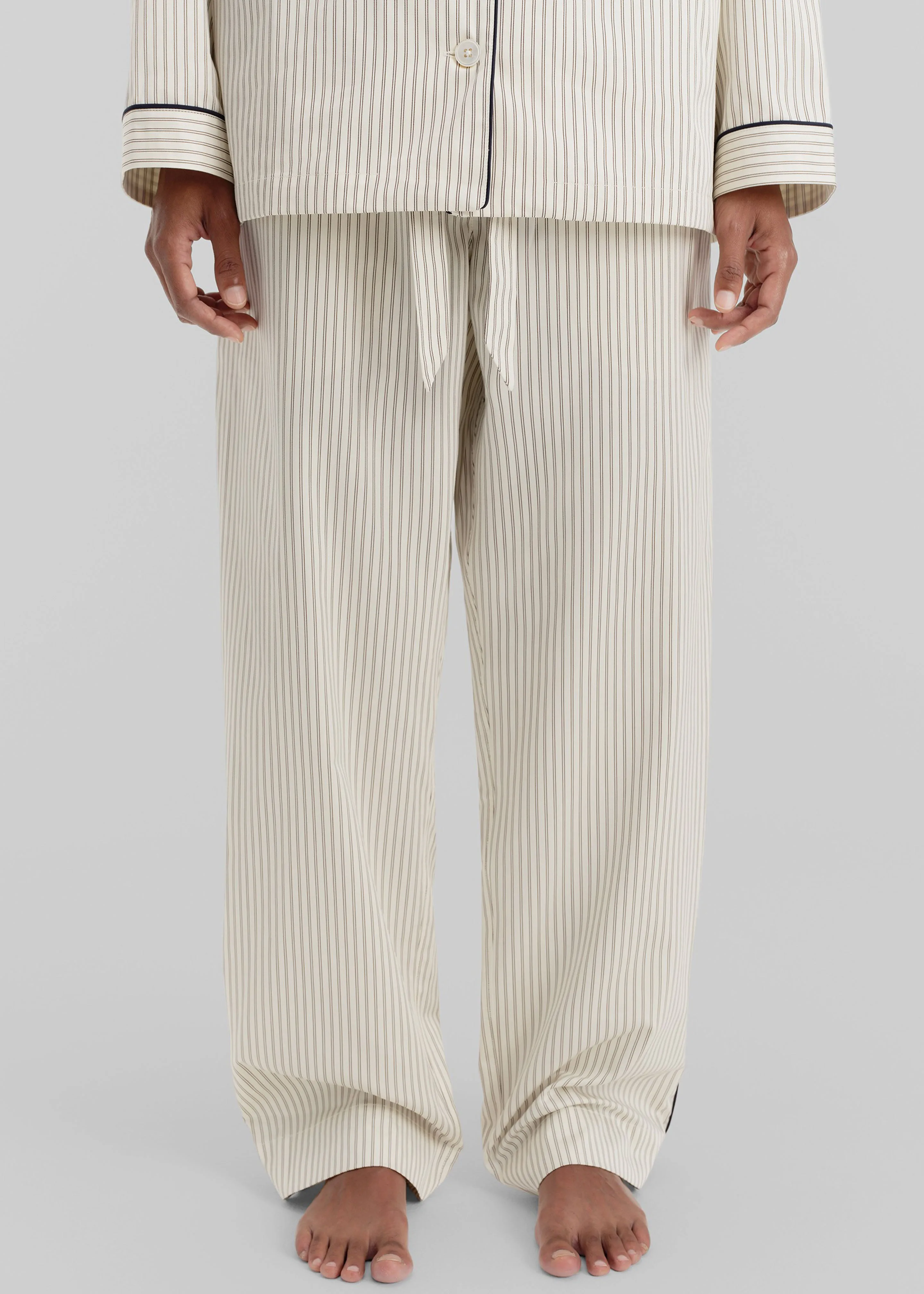 Tekla Sateen Pyjama Pants - Brown Pinstripe sold by Frankie Shop product image thumbnail 3