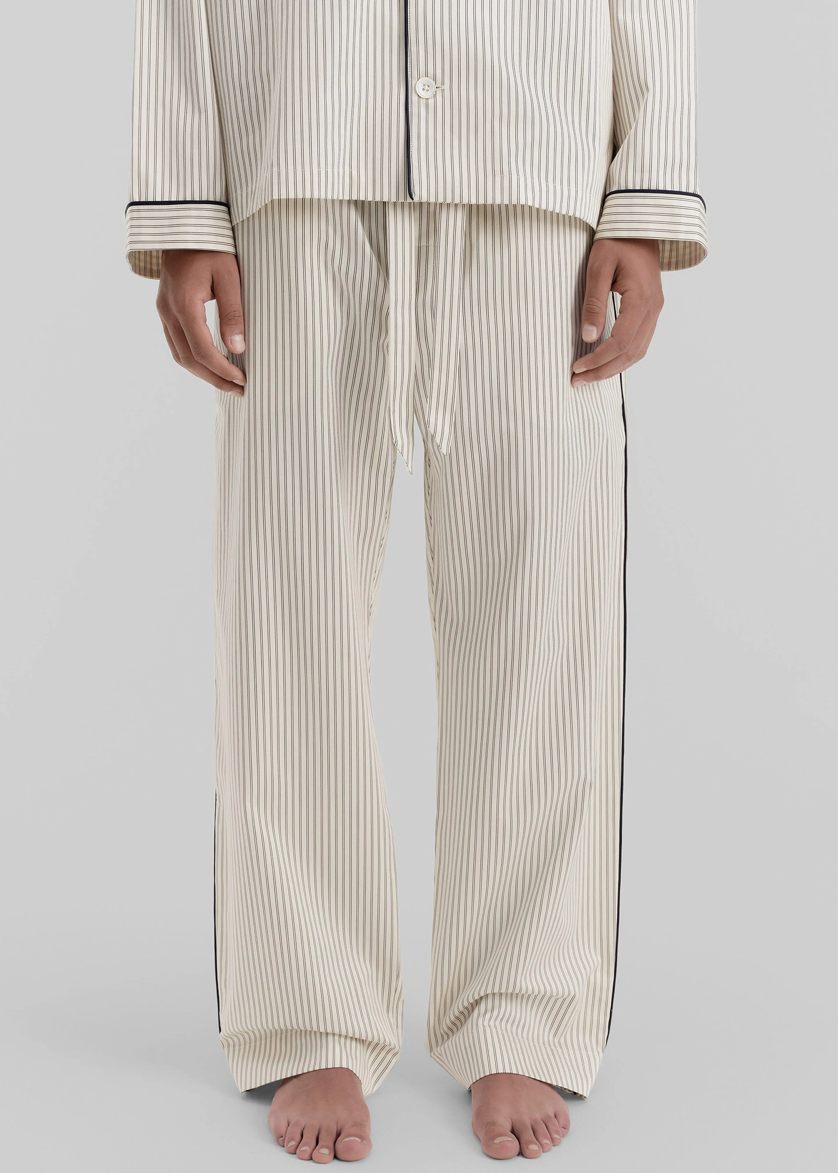 Tekla Sateen Pyjama Pants - Brown Pinstripe sold by Frankie Shop product image thumbnail 5