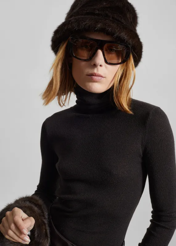 Amomento Fur Bucket Hat - Dark Brown made by Amomento