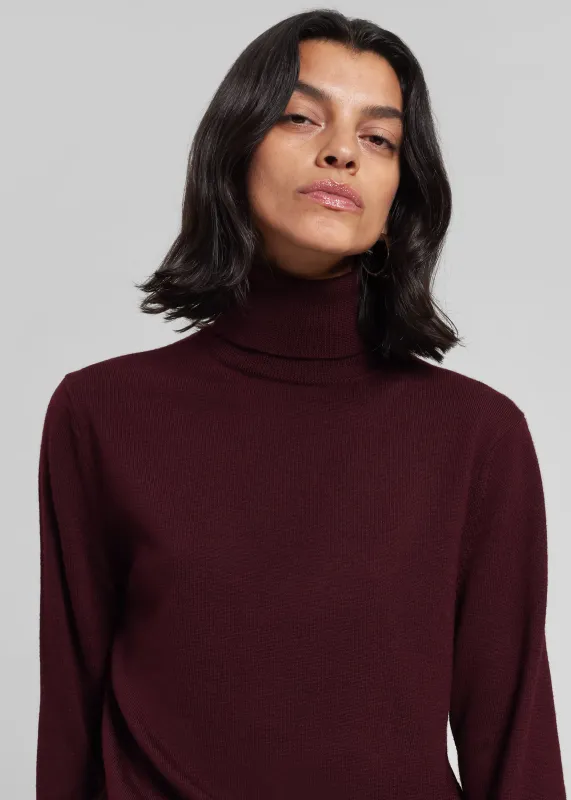Eve Thin Turtleneck Sweater - Burgundy sold by Frankie Shop