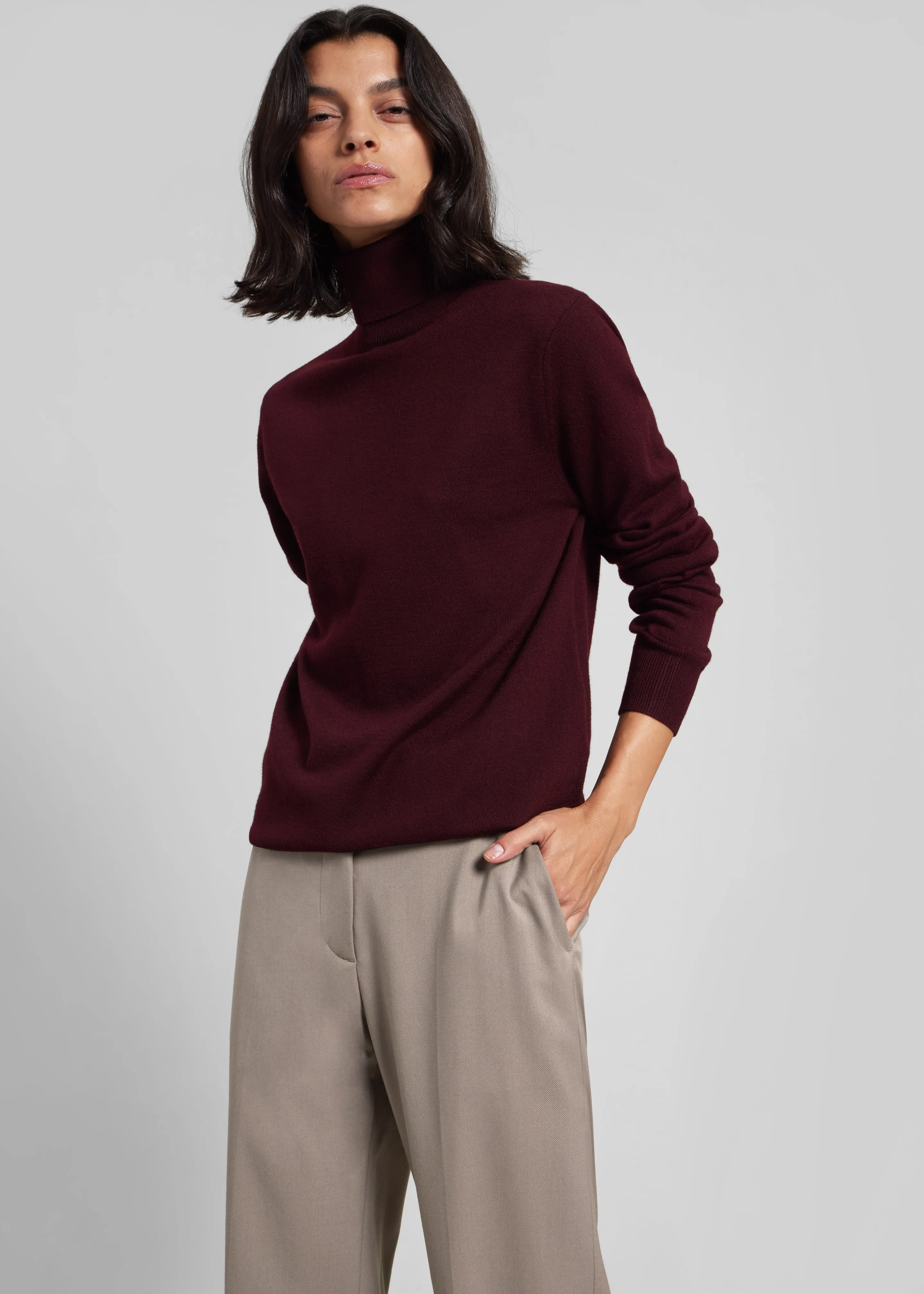 Eve Thin Turtleneck Sweater - Burgundy sold by Frankie Shop product image thumbnail 3