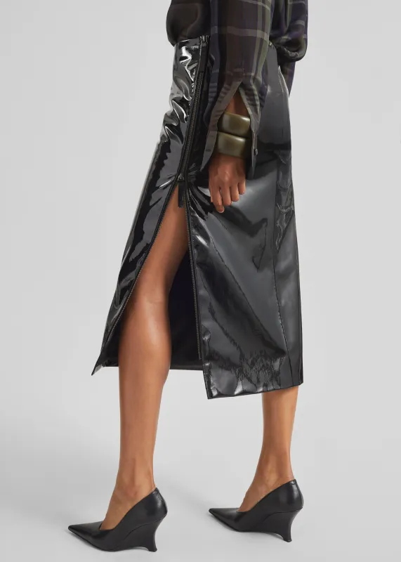 Samantha Patent Zip Skirt - Black sold by Frankie Shop