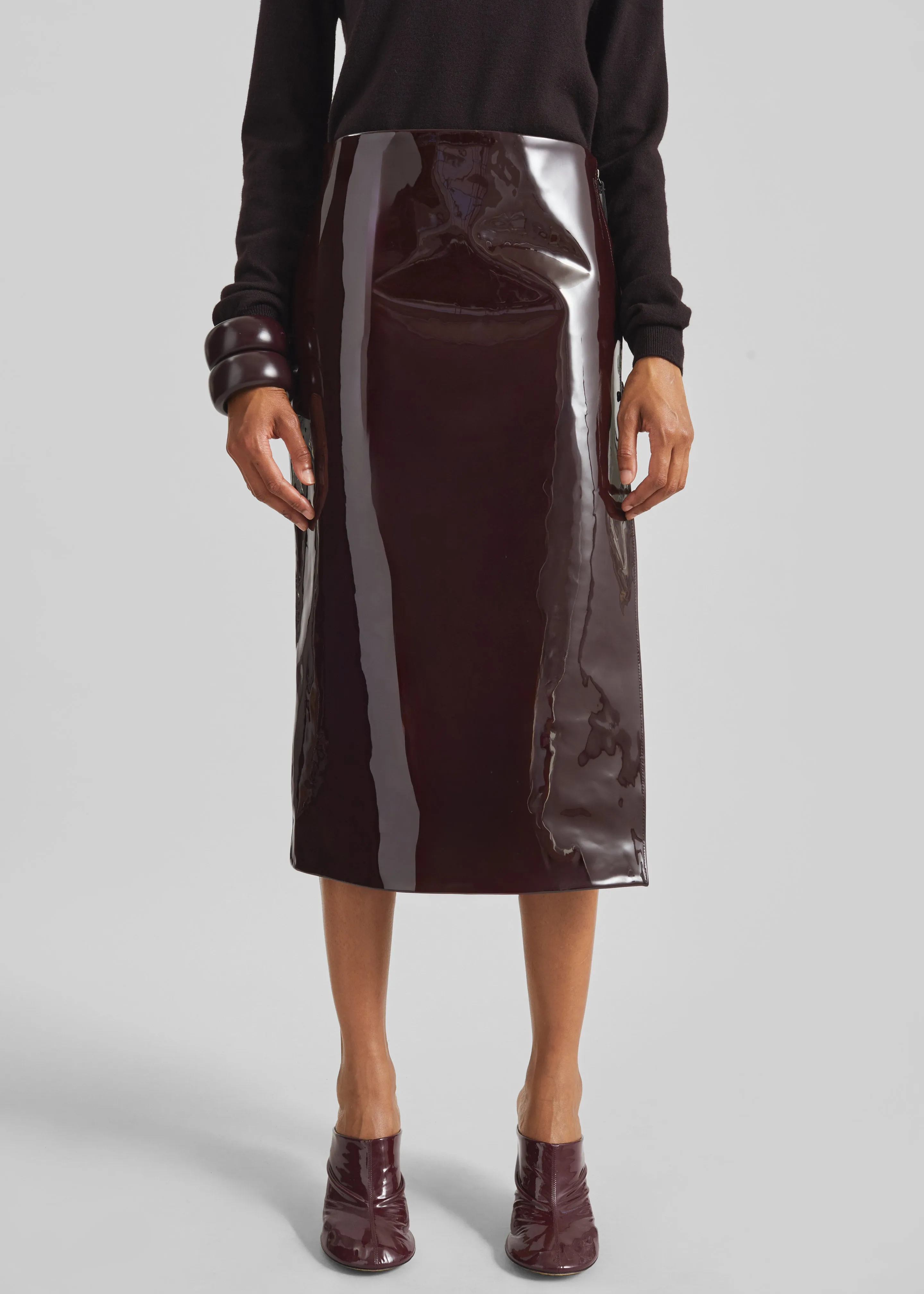 Samantha Patent Zip Skirt - Burgundy sold by Frankie Shop product image thumbnail 4