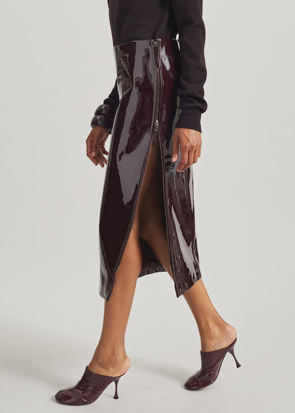 Samantha Patent Zip Skirt - Burgundy sold by Frankie Shop product image thumbnail 2