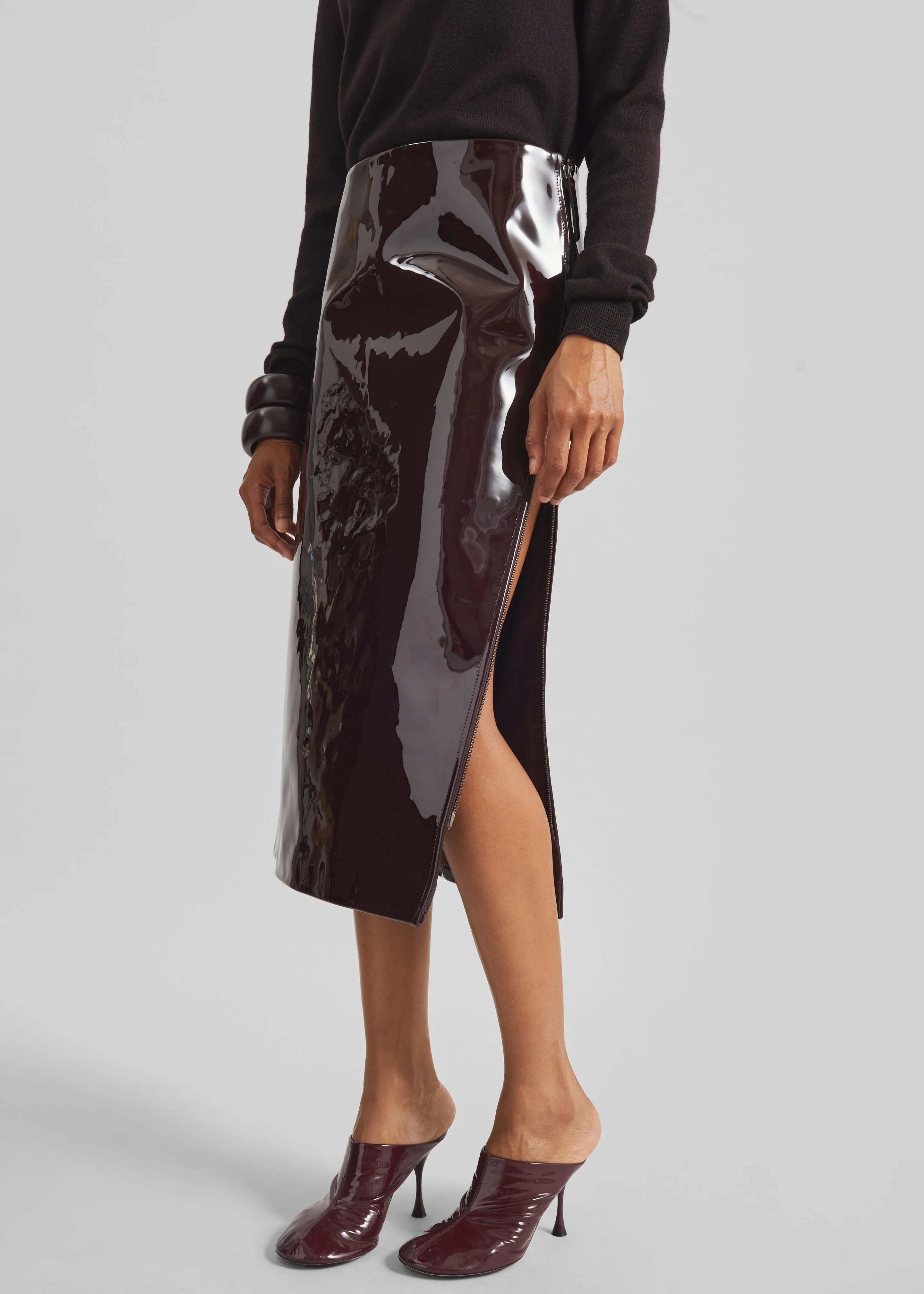 Samantha Patent Zip Skirt - Burgundy sold by Frankie Shop product image thumbnail 5