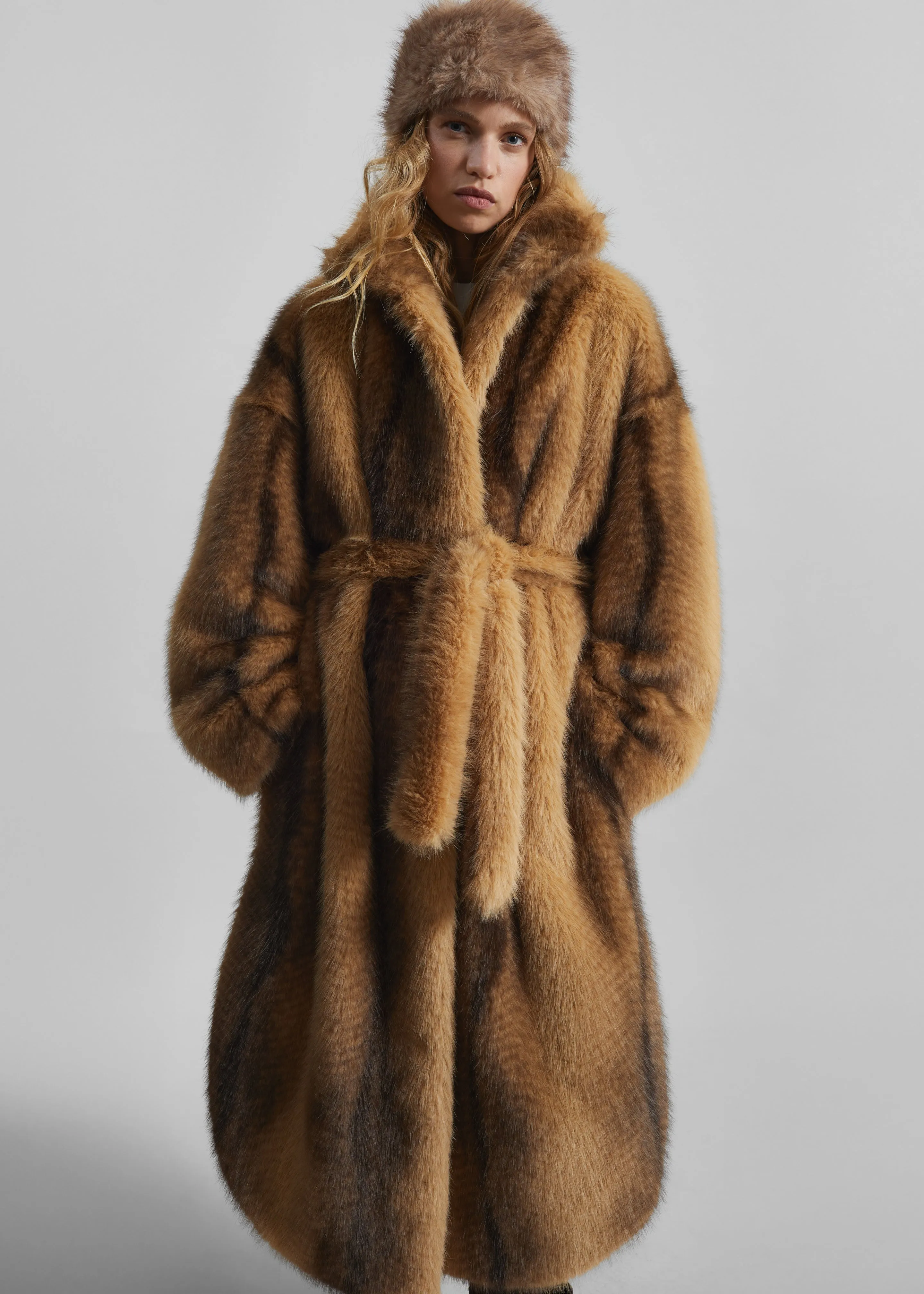 Ravello Faux Fur Robe Coat - Camel sold by Frankie Shop product image thumbnail 3