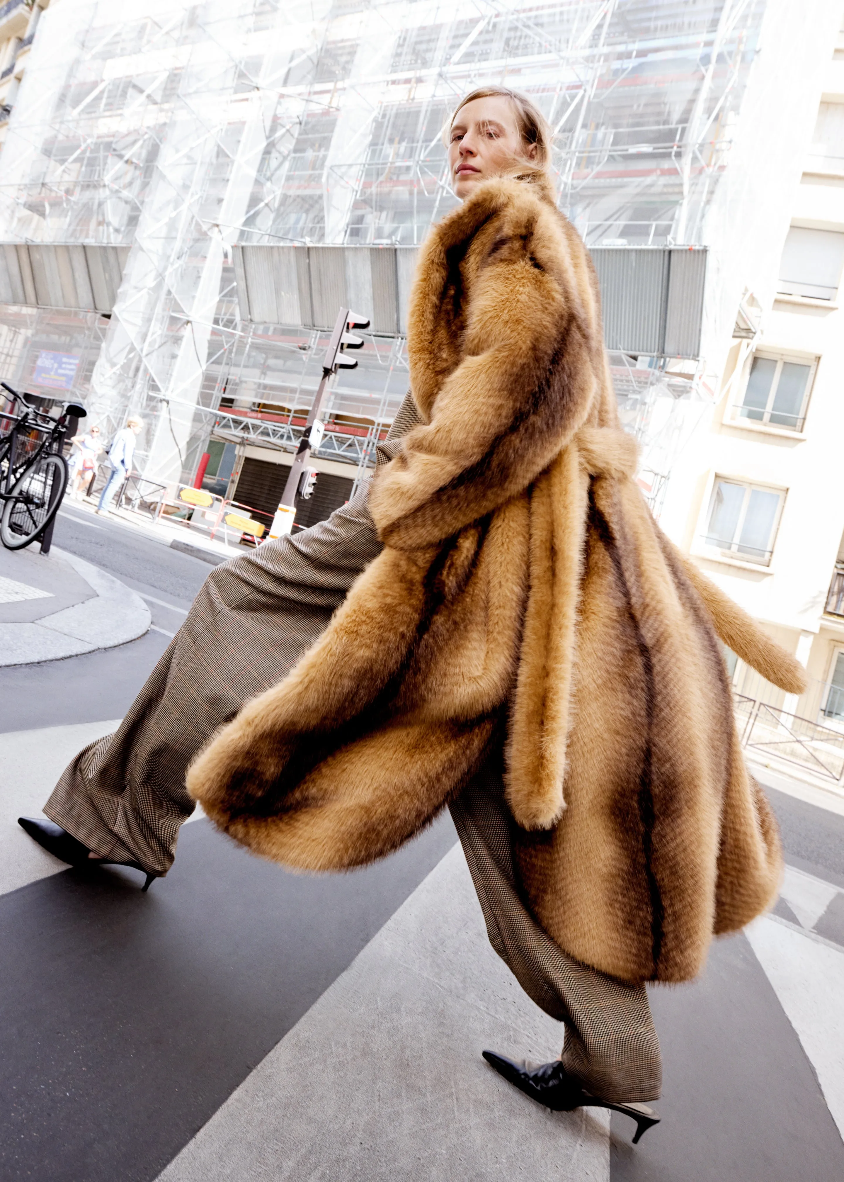 Ravello Faux Fur Robe Coat - Camel sold by Frankie Shop