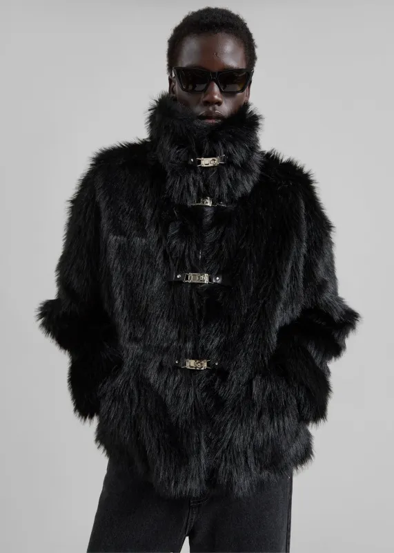 Moritz Faux Fur Buckle Jacket - Black made by Frankie Shop