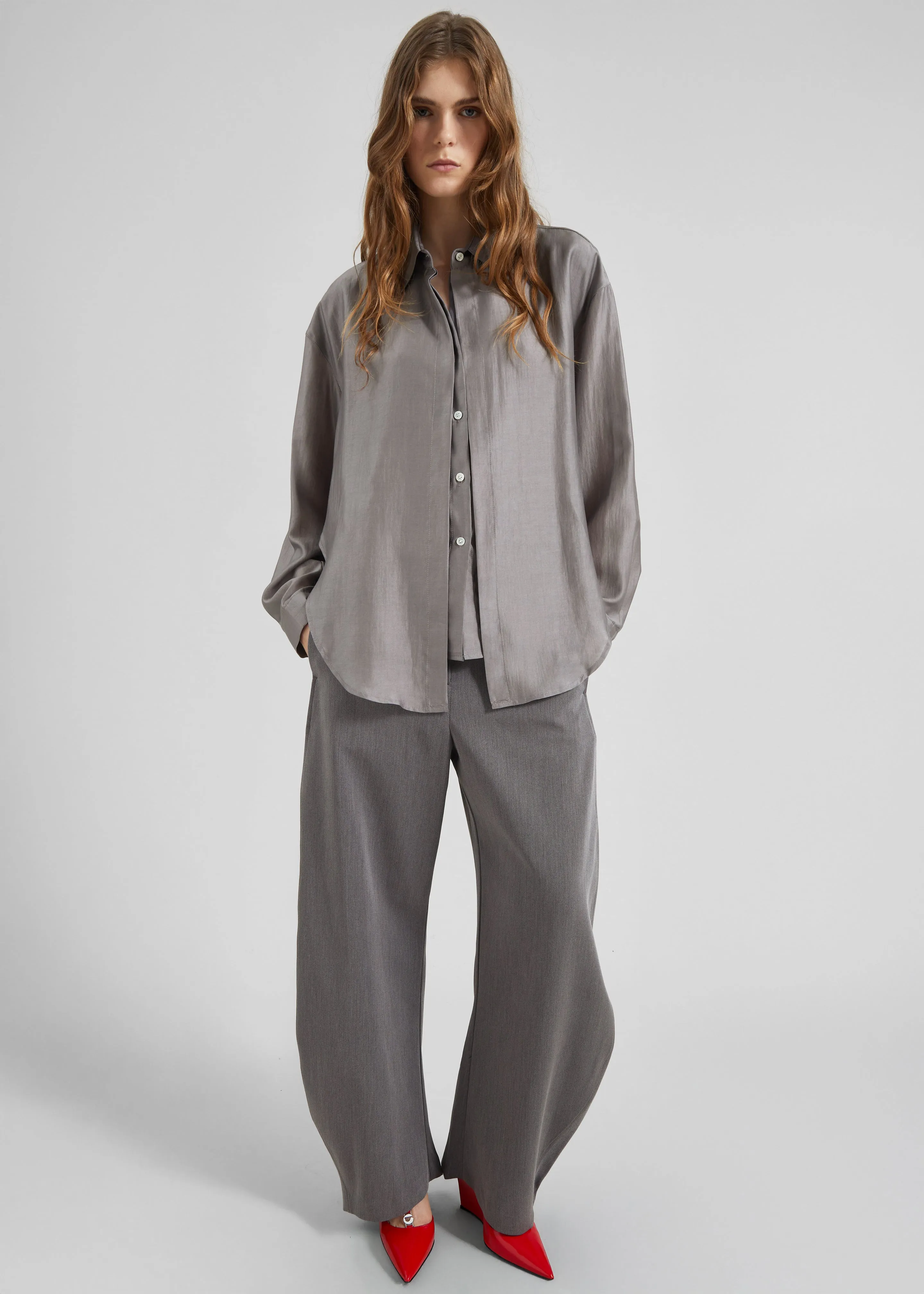 Roanne Fluid Double Shirt - Steel Grey sold by Frankie Shop product image thumbnail 2