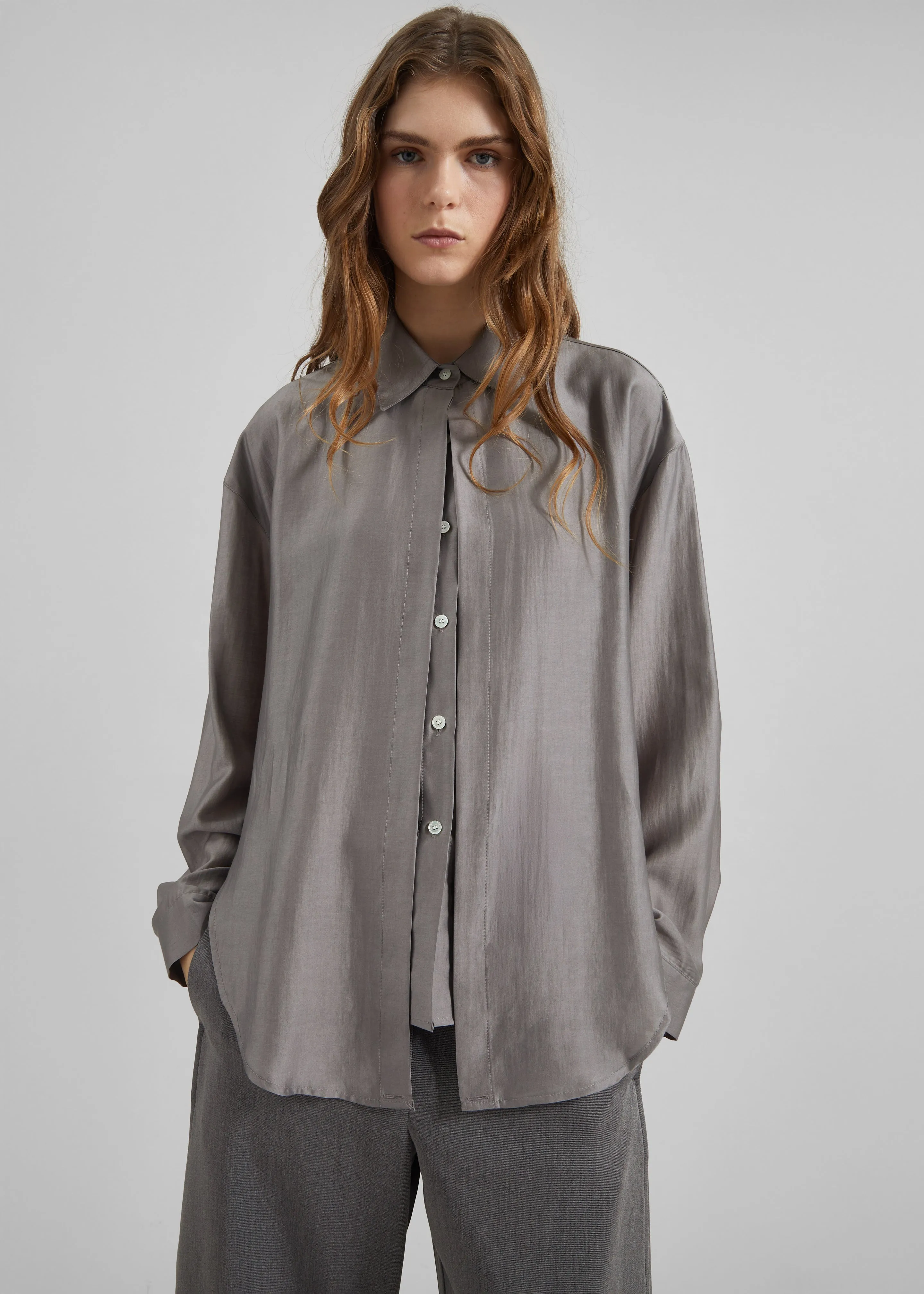 Roanne Fluid Double Shirt - Steel Grey sold by Frankie Shop product image thumbnail 4
