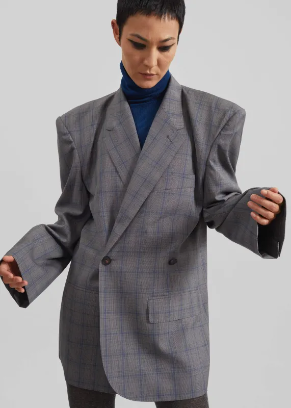 Marnay Padded Blazer - Grey Plaid sold by Frankie Shop