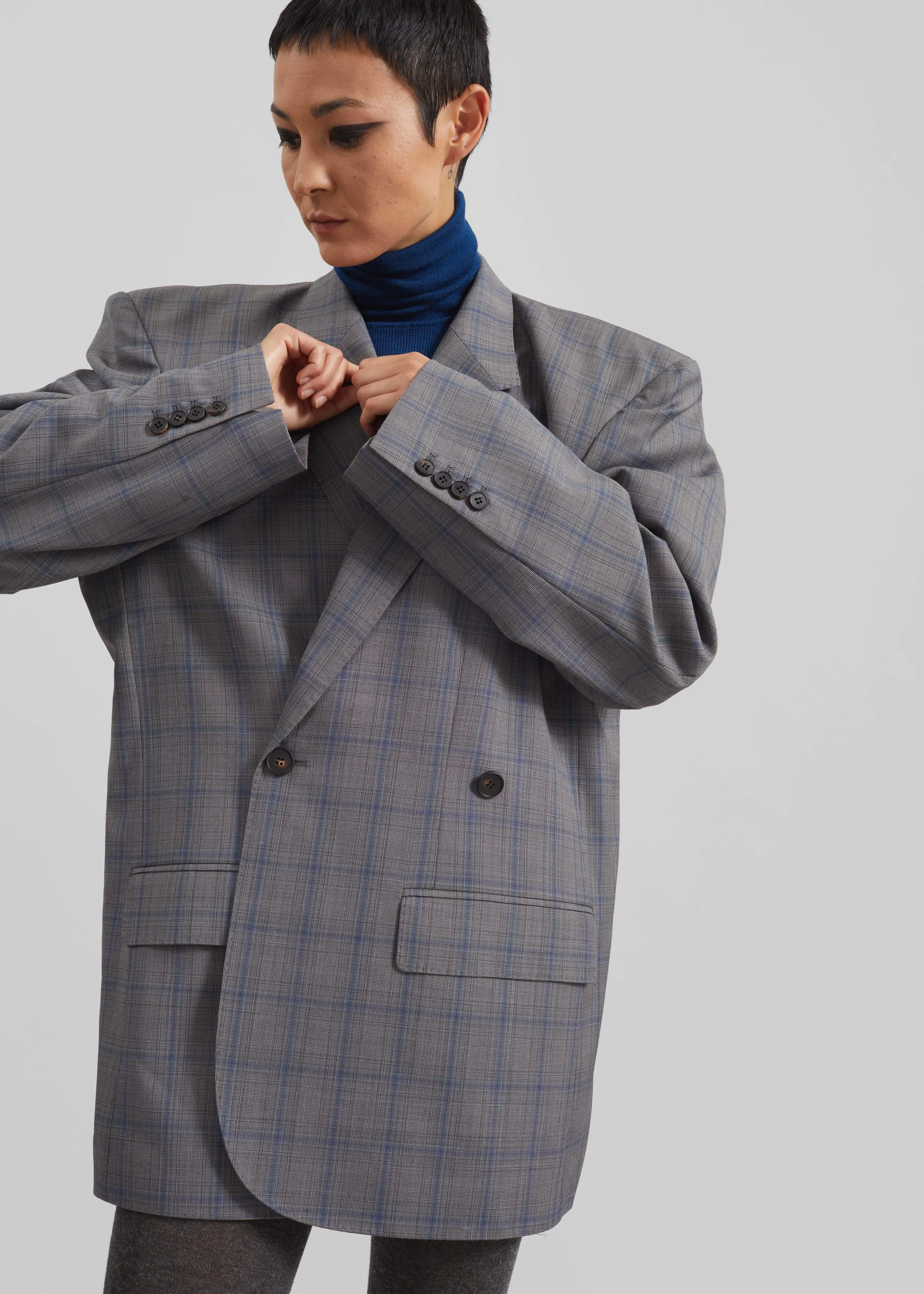 Marnay Padded Blazer - Grey Plaid sold by Frankie Shop product image thumbnail 4