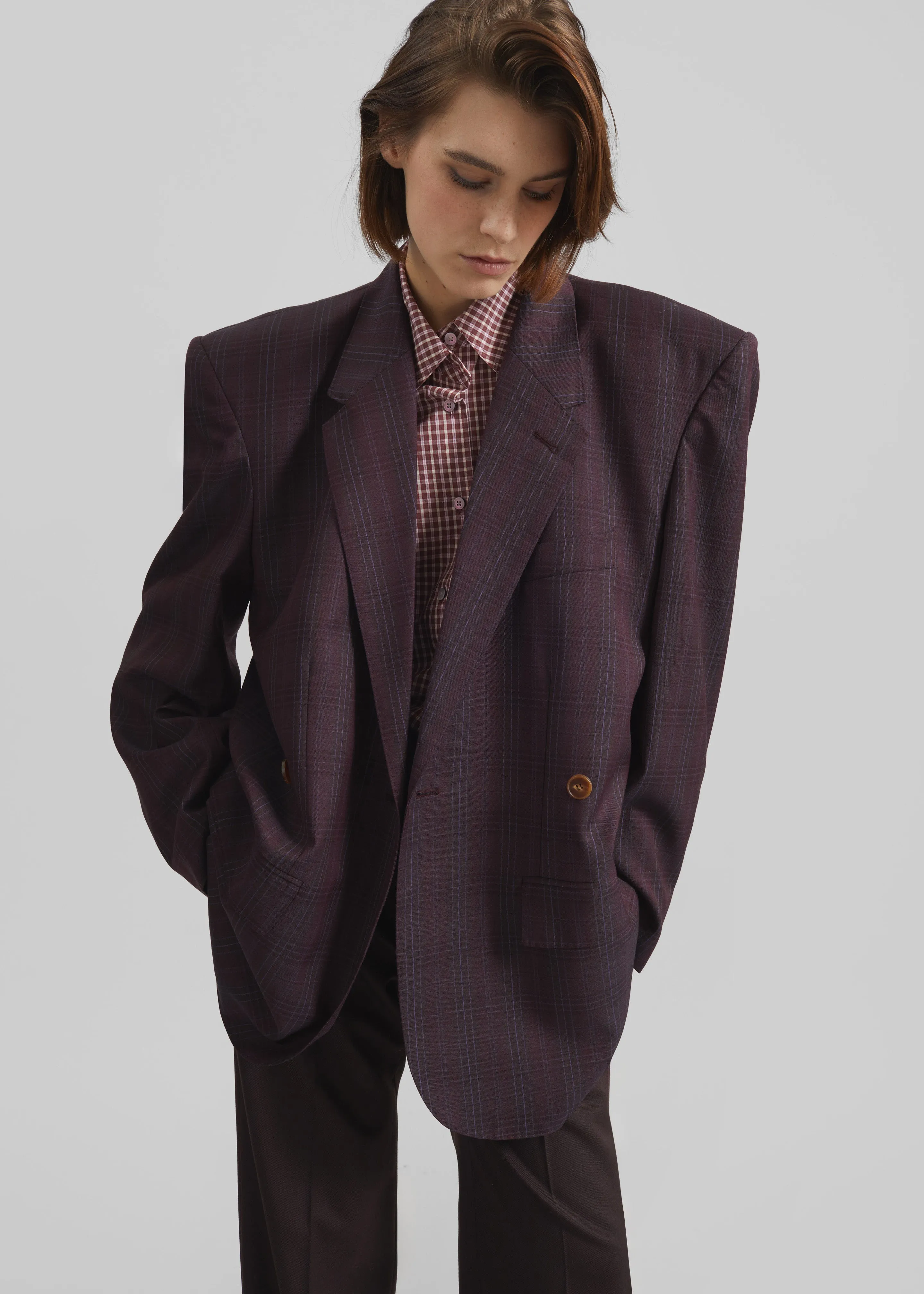 Marnay Padded Blazer - Burgundy Plaid sold by Frankie Shop product image thumbnail 4