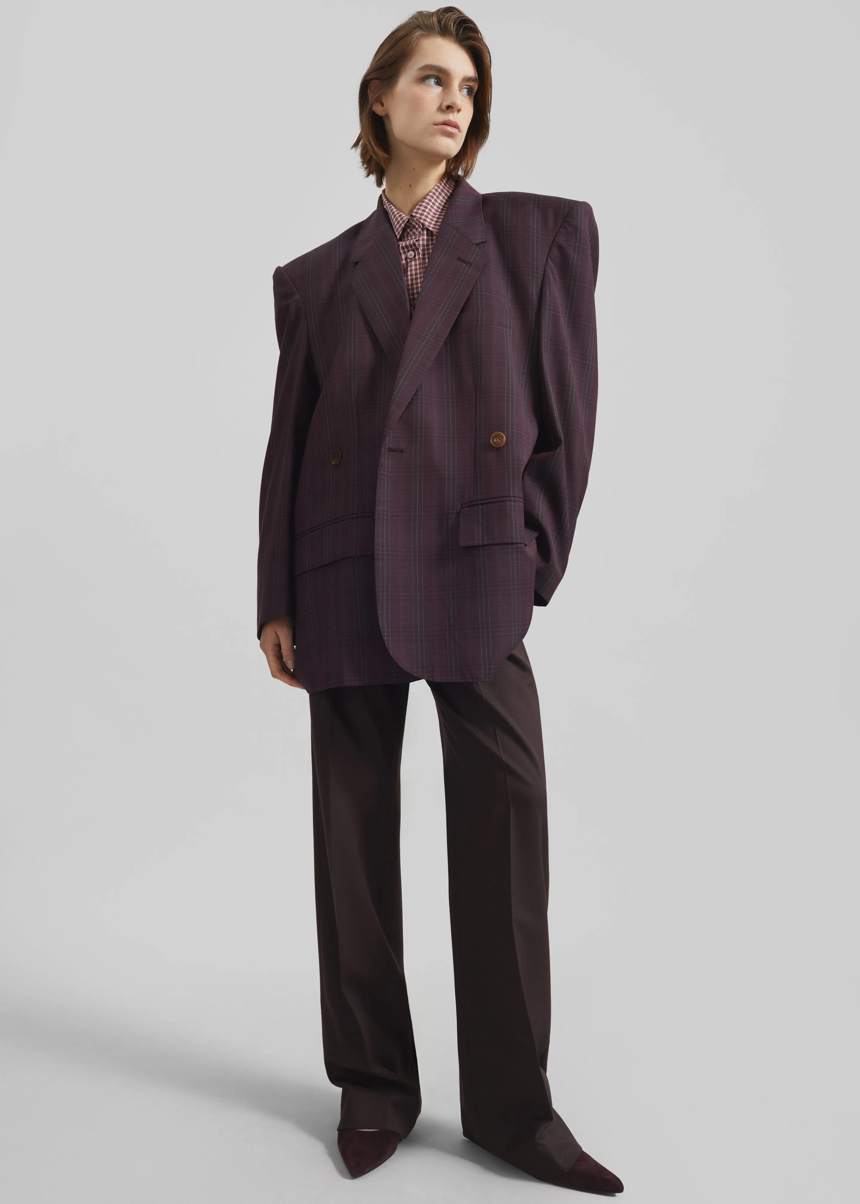 Marnay Padded Blazer - Burgundy Plaid sold by Frankie Shop product image thumbnail 5