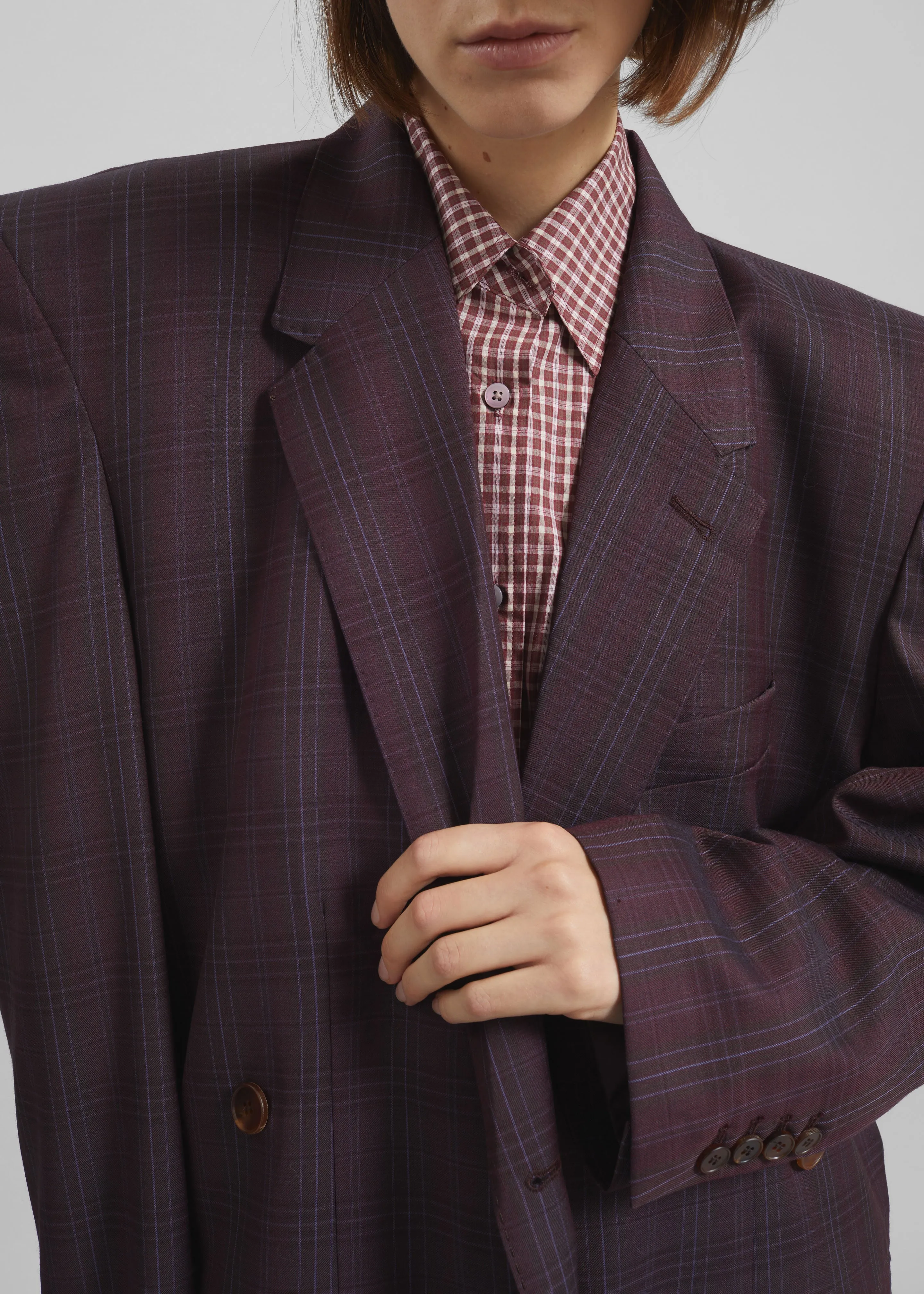 Marnay Padded Blazer - Burgundy Plaid sold by Frankie Shop product image thumbnail 2