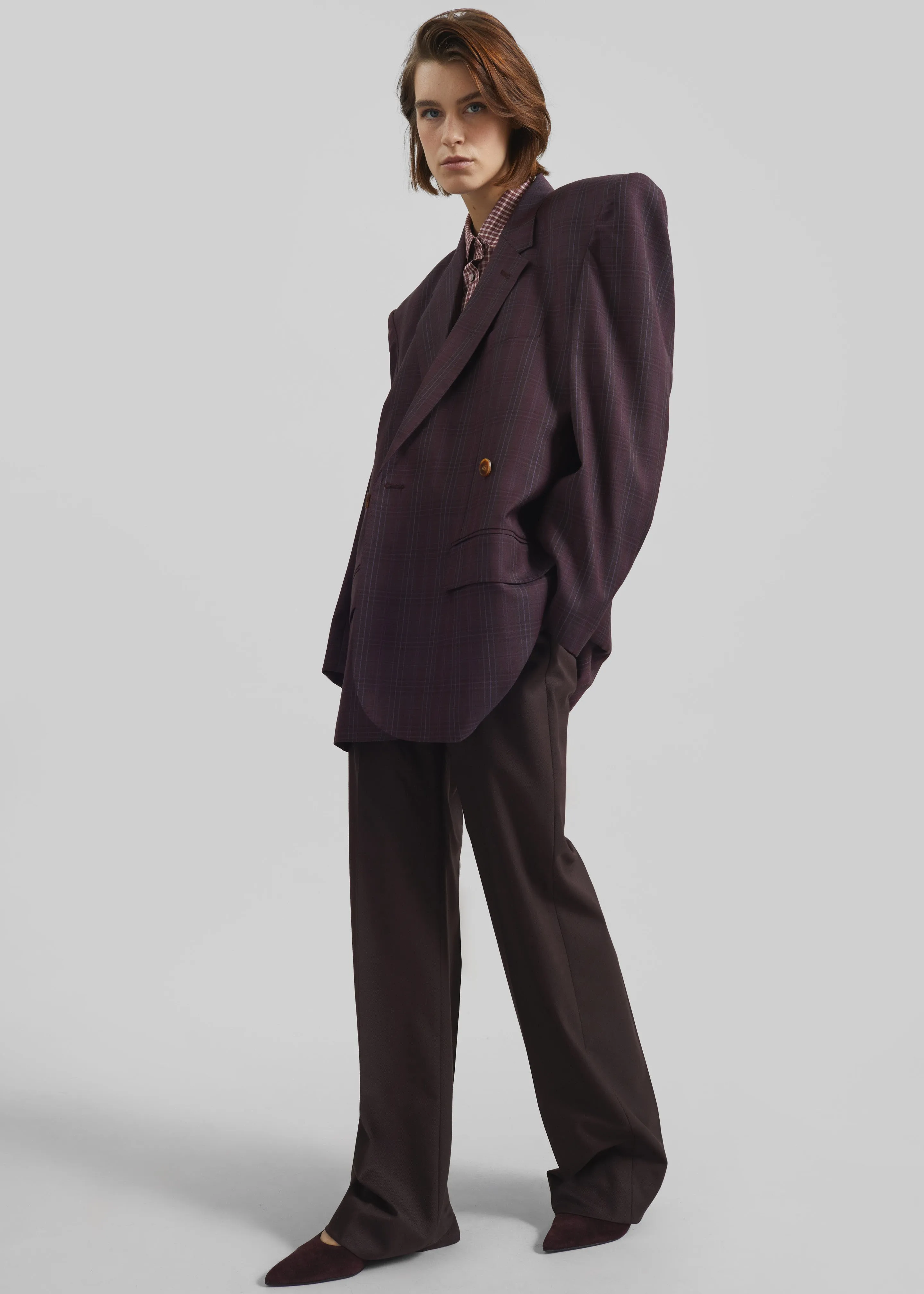 Marnay Padded Blazer - Burgundy Plaid sold by Frankie Shop product image thumbnail 3