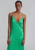 GANNI Crinkled Satin Slip Dress - Bright Green sold by Frankie Shop