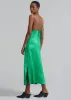 GANNI Crinkled Satin Slip Dress - Bright Green sold by Frankie Shop