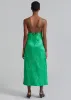 GANNI Crinkled Satin Slip Dress - Bright Green sold by Frankie Shop