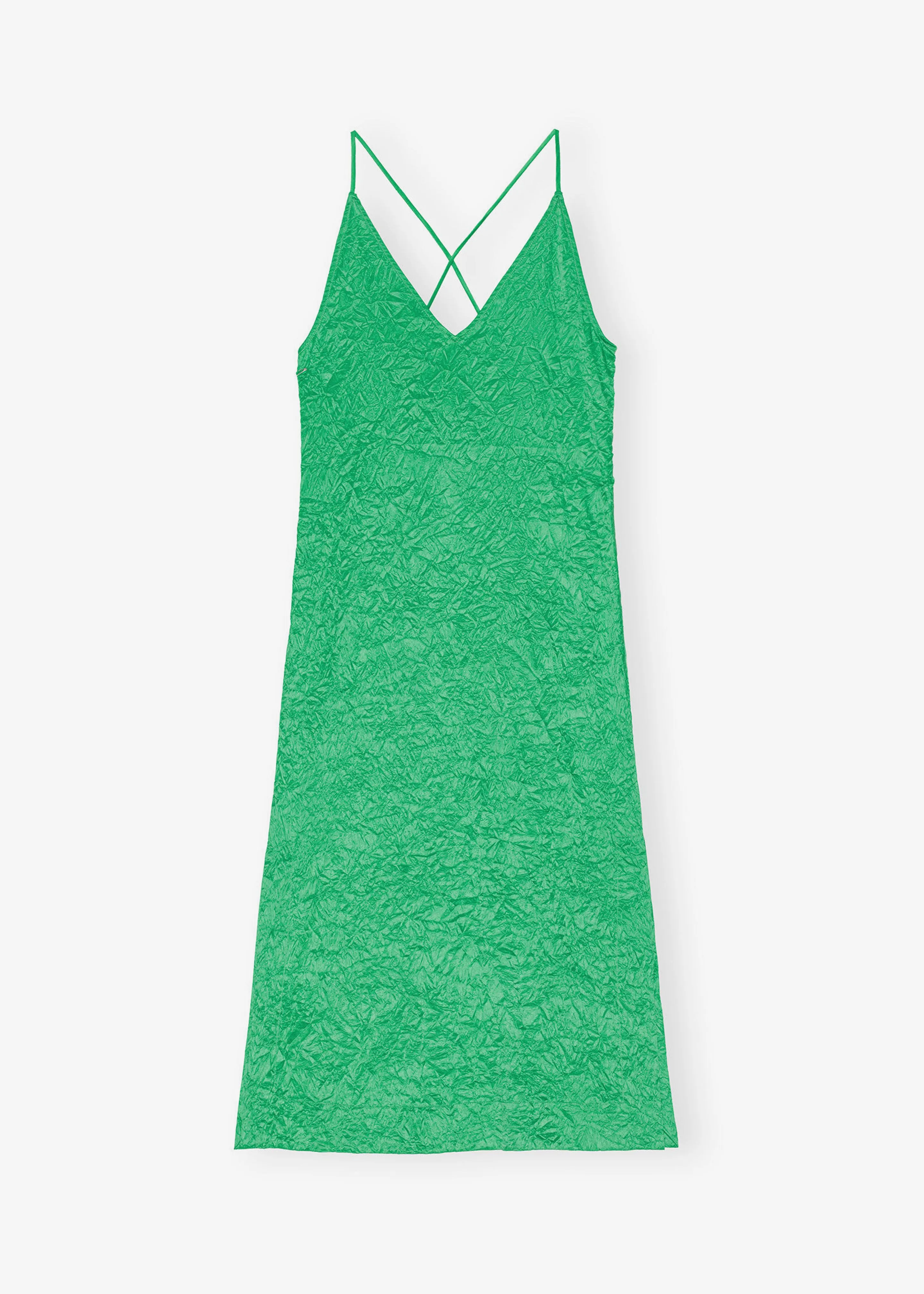 GANNI Crinkled Satin Slip Dress - Bright Green sold by Frankie Shop product image thumbnail 5