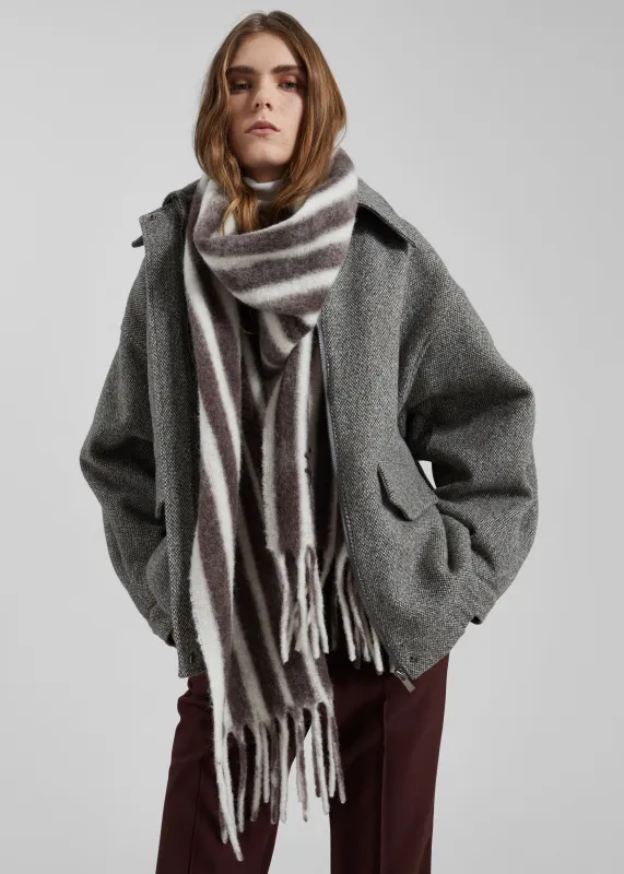 Olari Alpaca Blend Scarf - Brown/White Stripe made by Frankie Shop