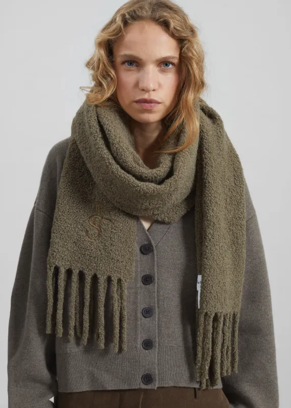 Olari Alpaca Blend Boucle Scarf - Olive sold by Frankie Shop
