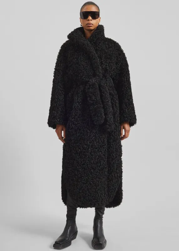Ravello Faux Shearling Robe Coat - Black sold by Frankie Shop