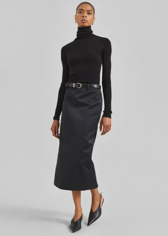 Alrose Satin Midi Skirt - Black sold by Frankie Shop