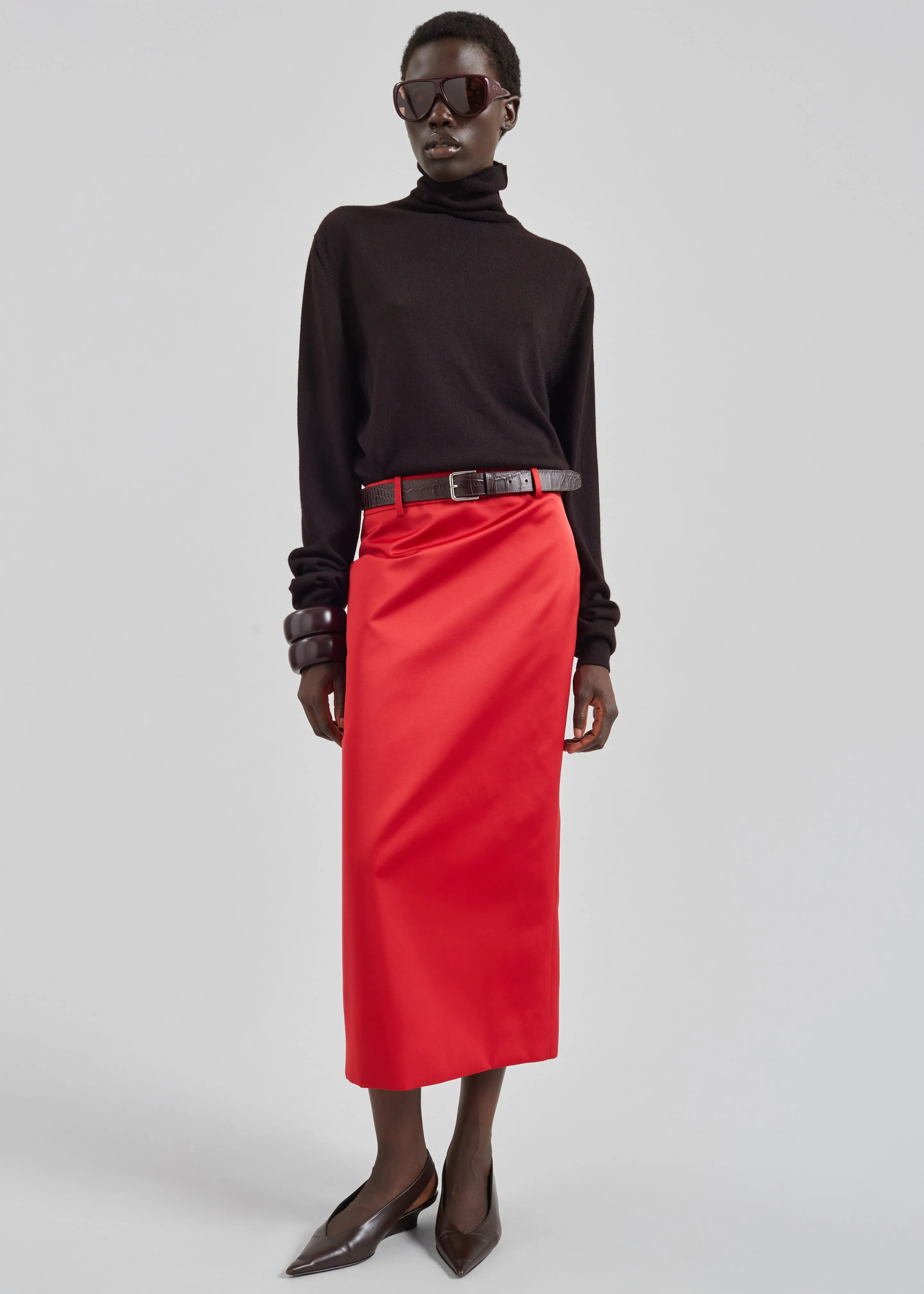 Alrose Satin Midi Skirt - Red sold by Frankie Shop product image thumbnail 5