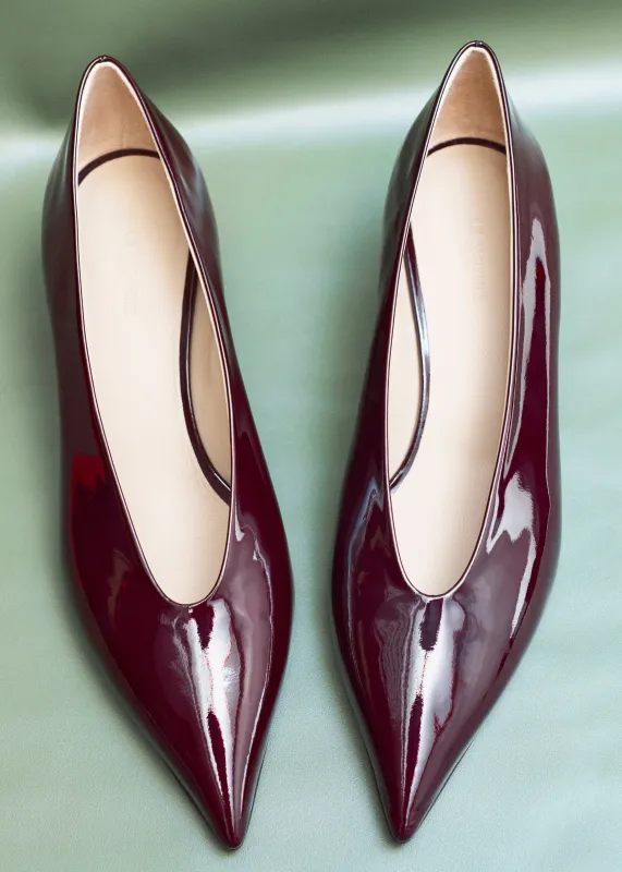 Le Monde Beryl Babouche Kitten Heels Vernice Leather - Plum sold by Frankie Shop