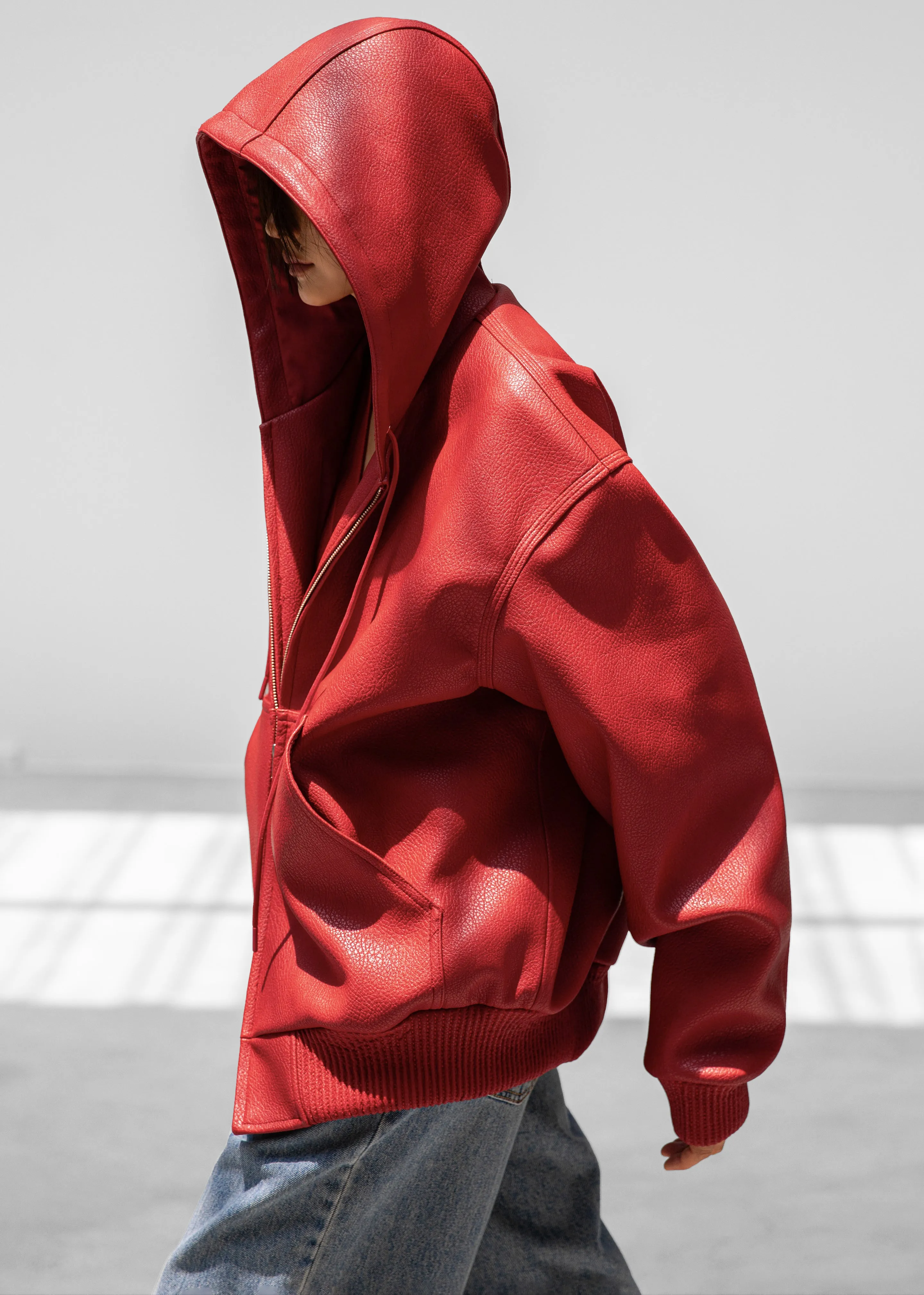 Kodai Faux Leather Bomber Jacket - Red sold by Frankie Shop product image thumbnail 2