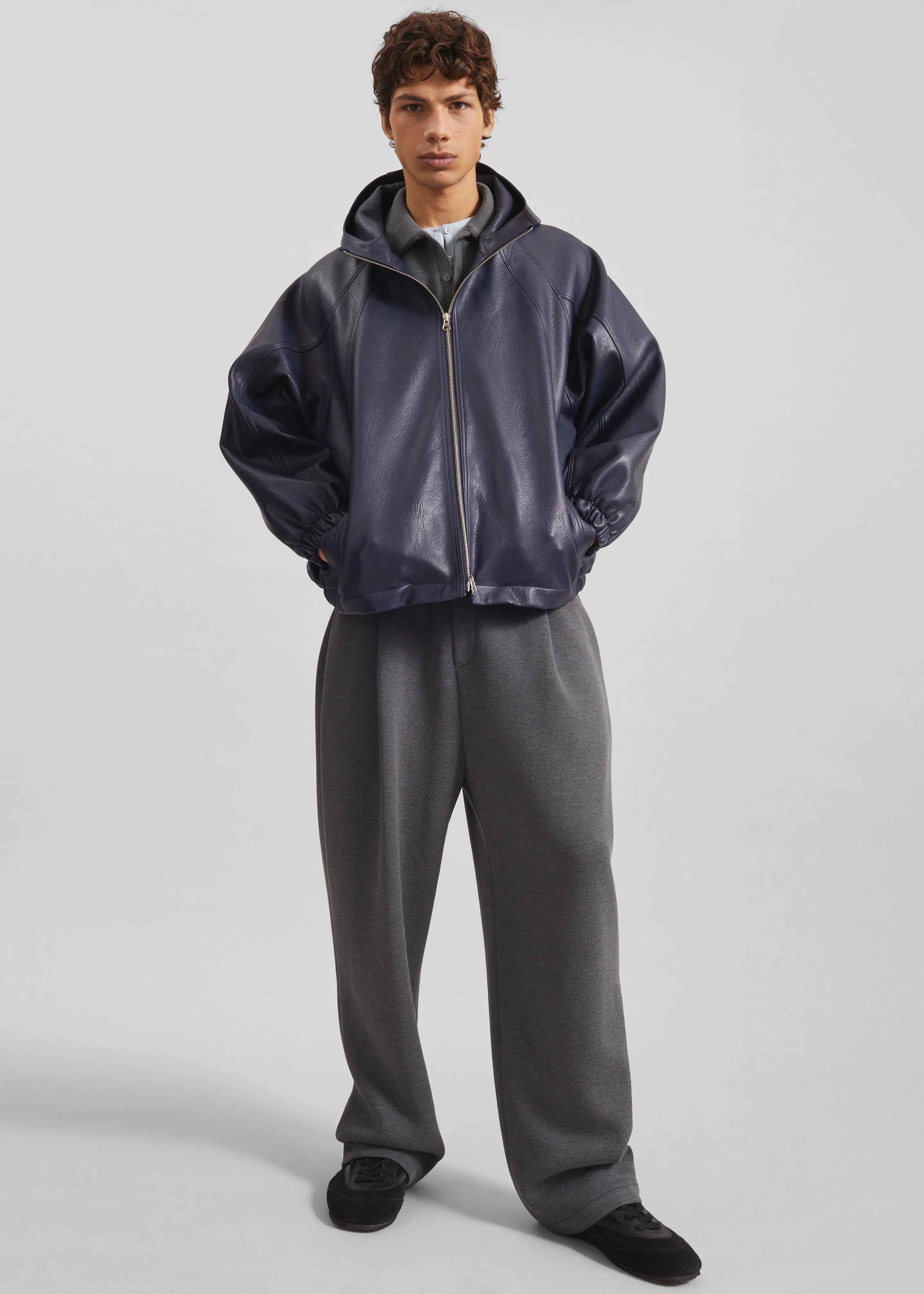 Iver Faux Leather Hooded Jacket - Navy sold by Frankie Shop product image thumbnail 4