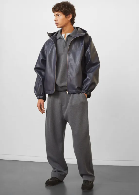 Iver Faux Leather Hooded Jacket - Navy sold by Frankie Shop