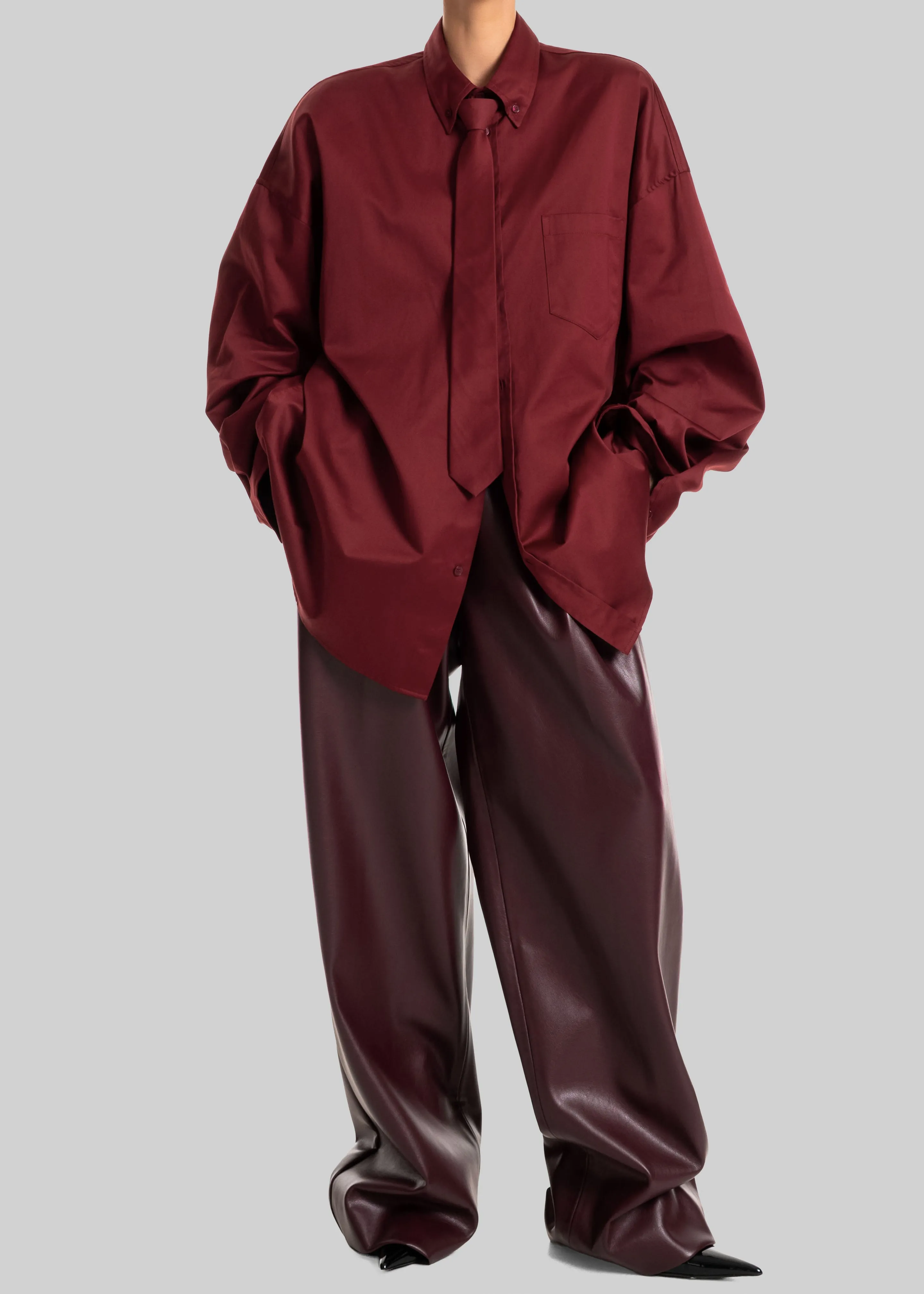 Havelock Oversized Neck-Tie Shirt - Dark Red sold by Frankie Shop product image thumbnail 3