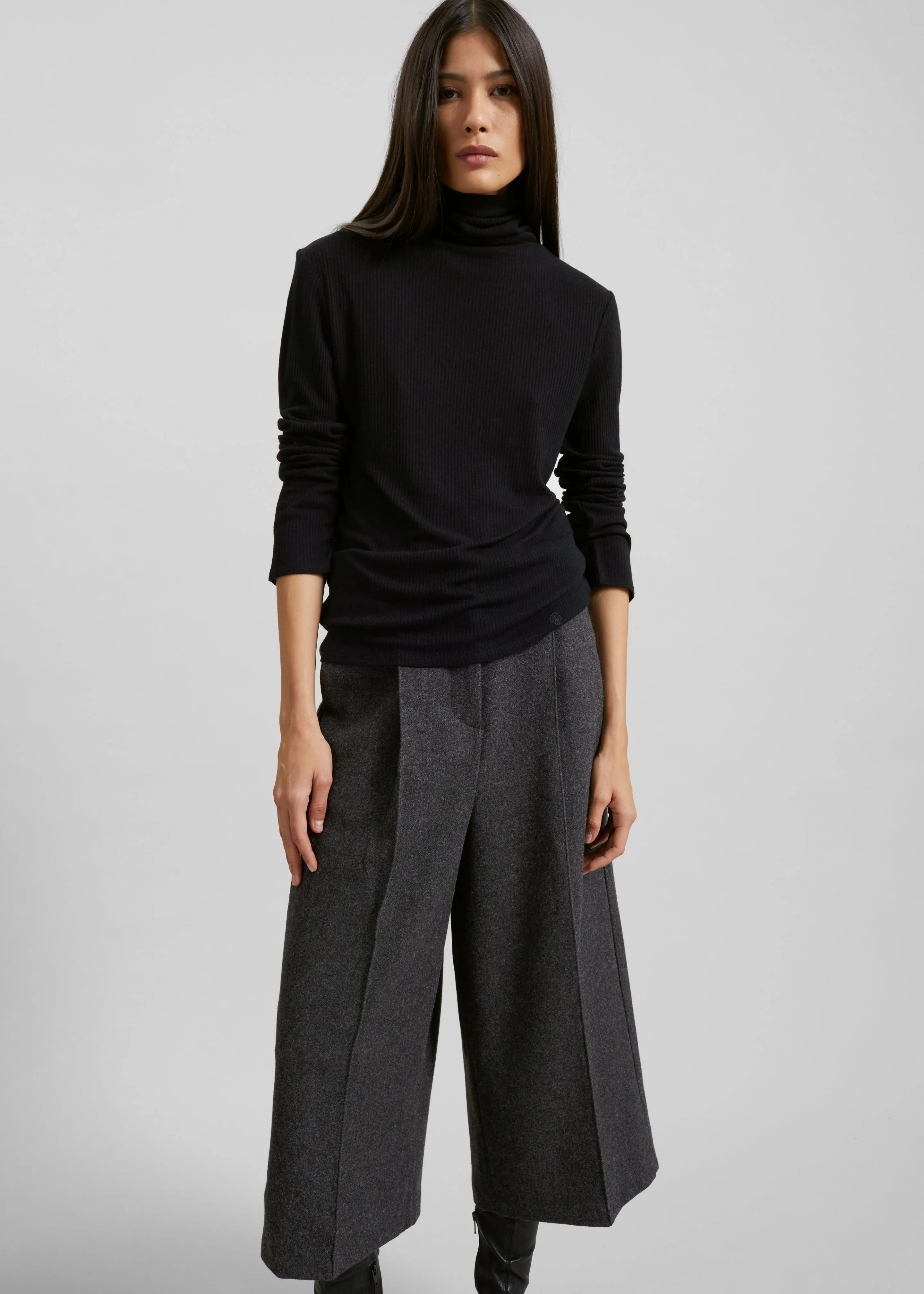 Leher Tailored Wool Culottes - Charcoal sold by Frankie Shop product image thumbnail 3