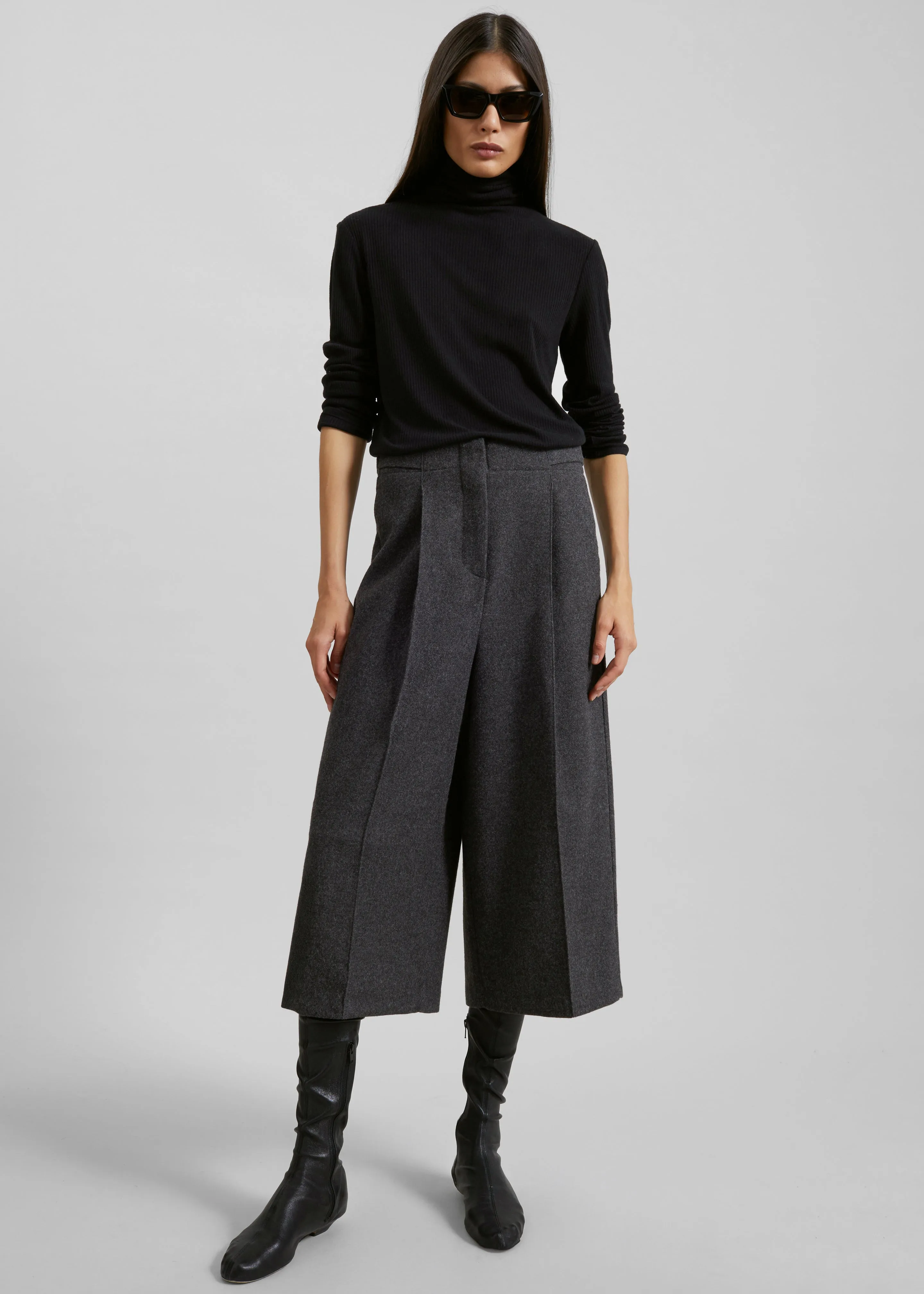 Leher Tailored Wool Culottes - Charcoal sold by Frankie Shop product image thumbnail 5