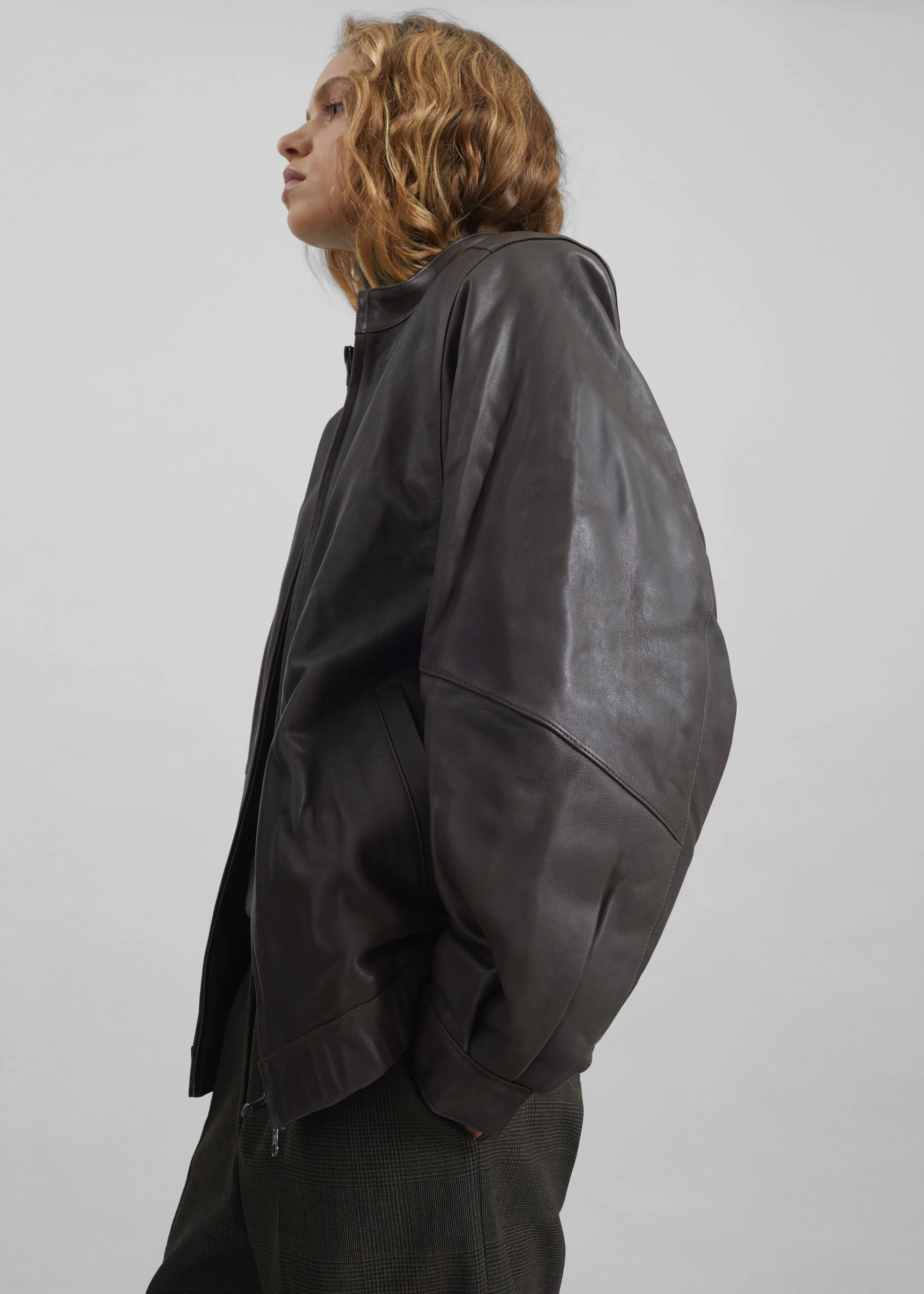 Amomento Lambskin Leather Blouson - Brown sold by Frankie Shop product image thumbnail 5