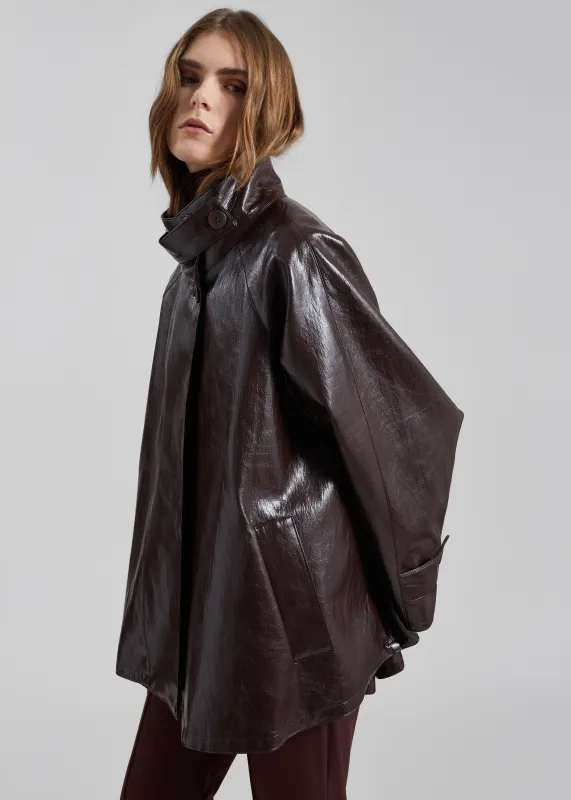 Dalaro Faux Leather Swing Jacket - Burgundy sold by Frankie Shop