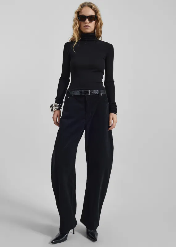 Caistor Corduroy Barrel Leg Pants - Black sold by Frankie Shop
